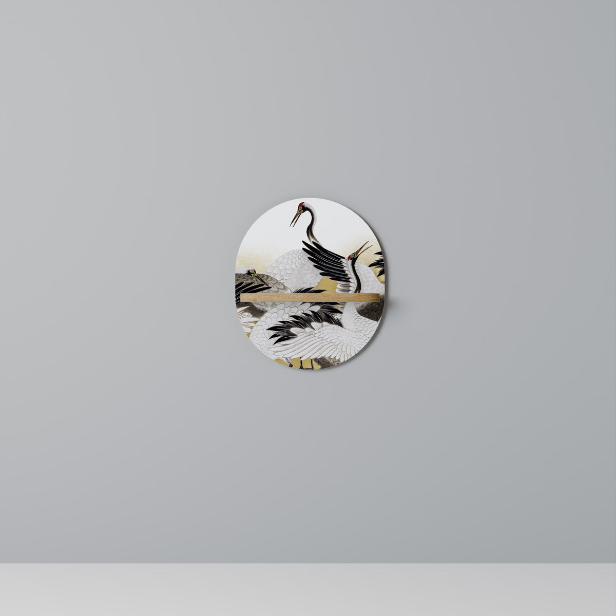 JAPANESE FLOCK OF CRANES Art Shelf