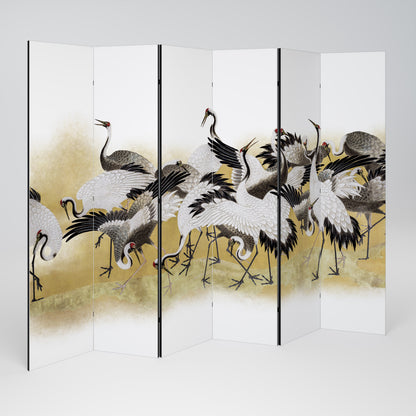 JAPANESE FLOCK OF CRANES 6-Panel Room Divider