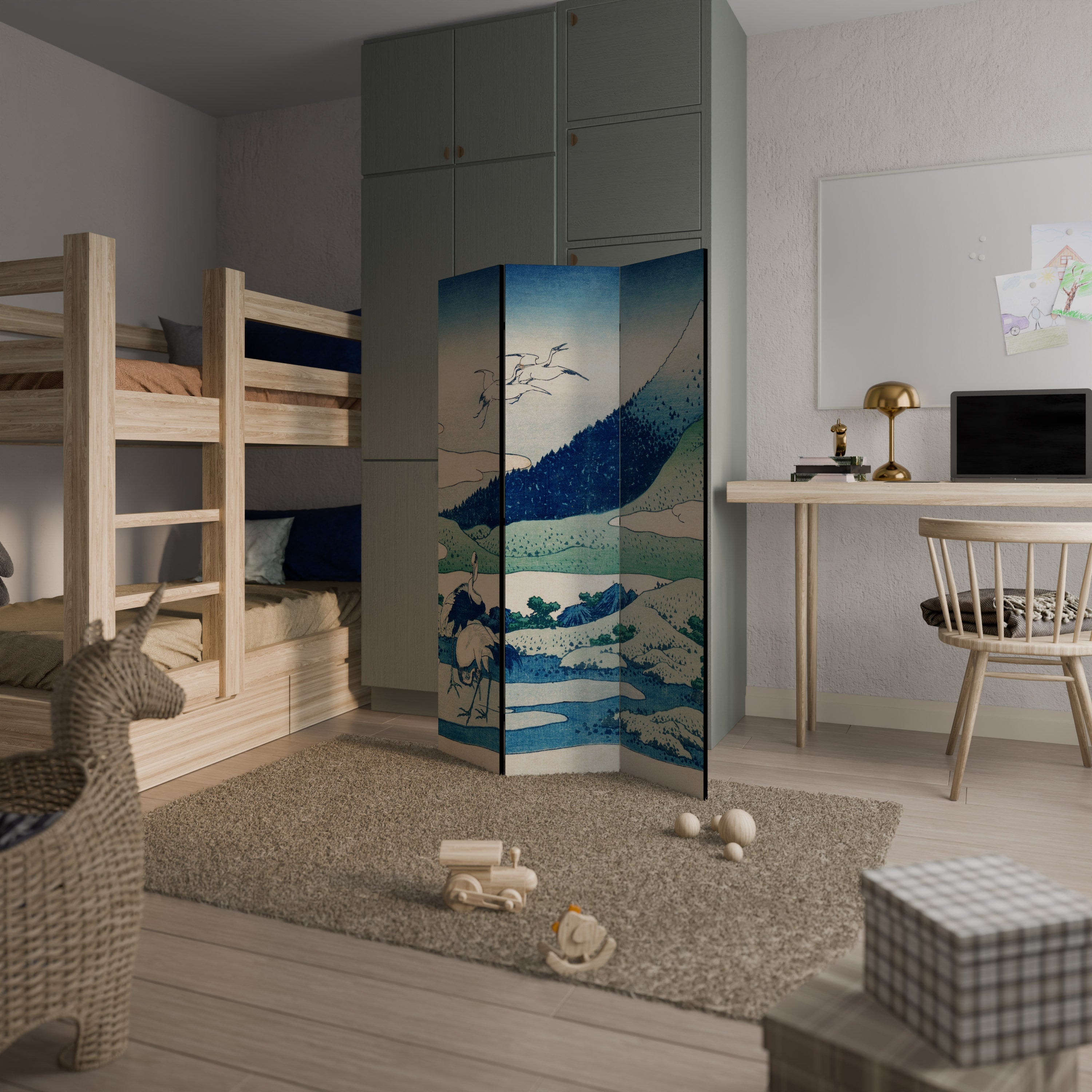 Paravent décoratif à 3 panneaux UMEZAWA MANOR