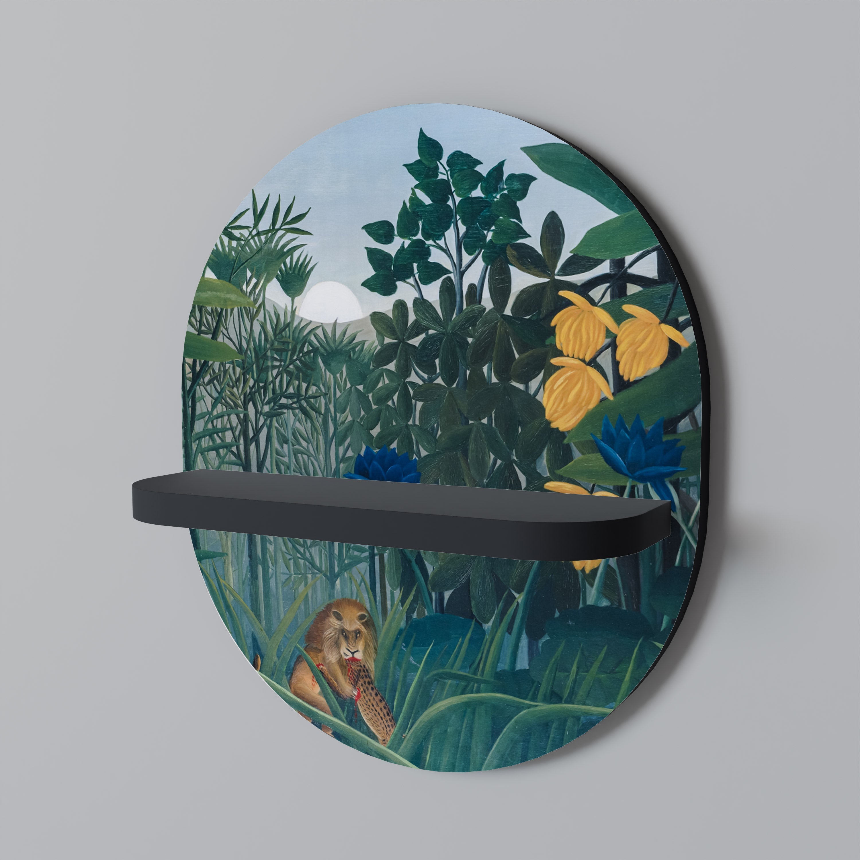 Étagère d'art ovale LE REPAS DU LION en finition noire