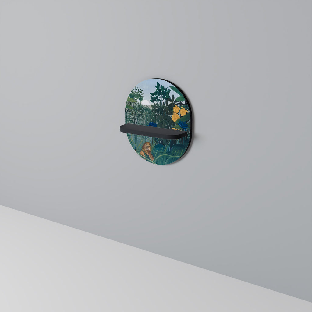 Étagère d'art ovale LE REPAS DU LION en finition noire