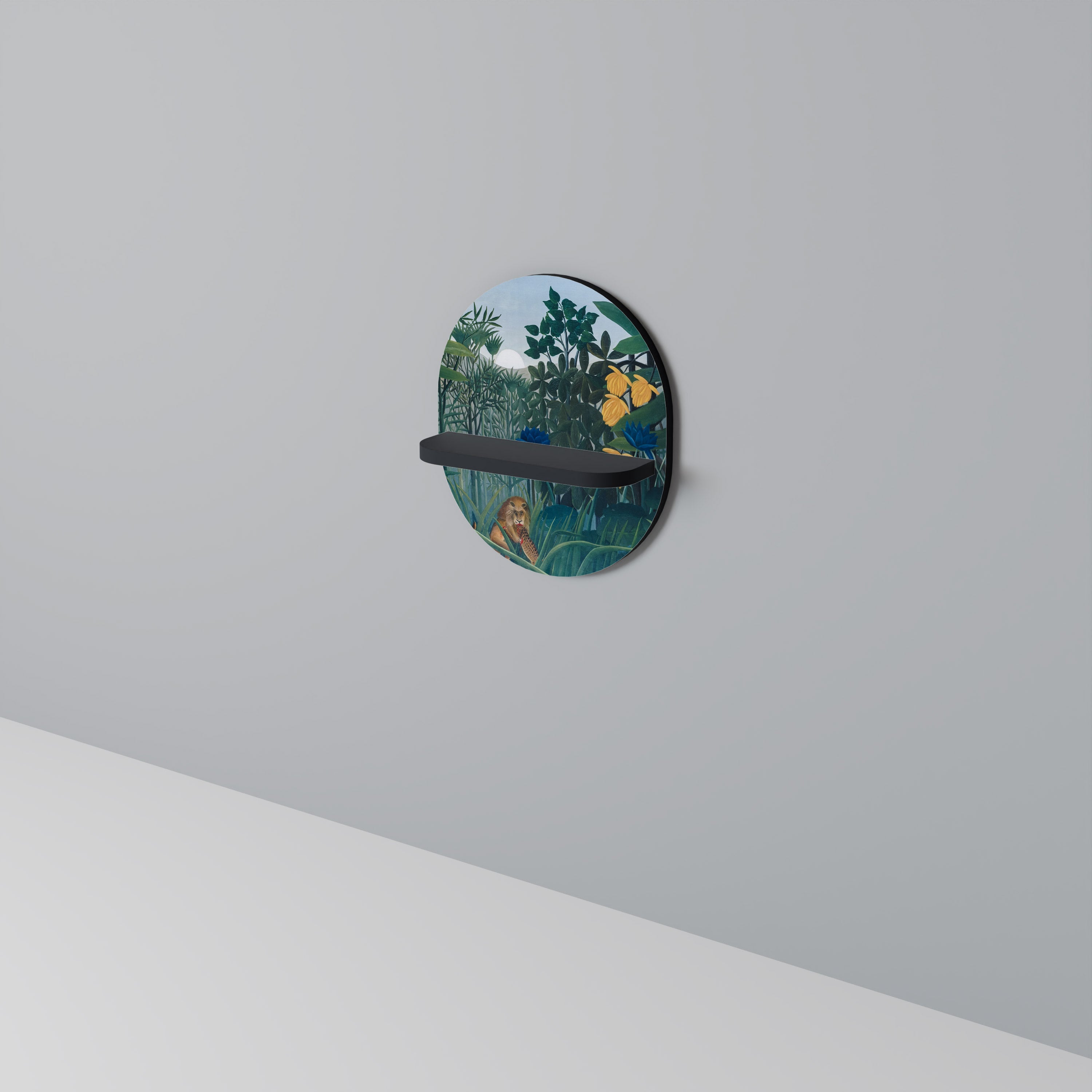 Étagère d'art ovale LE REPAS DU LION en finition noire