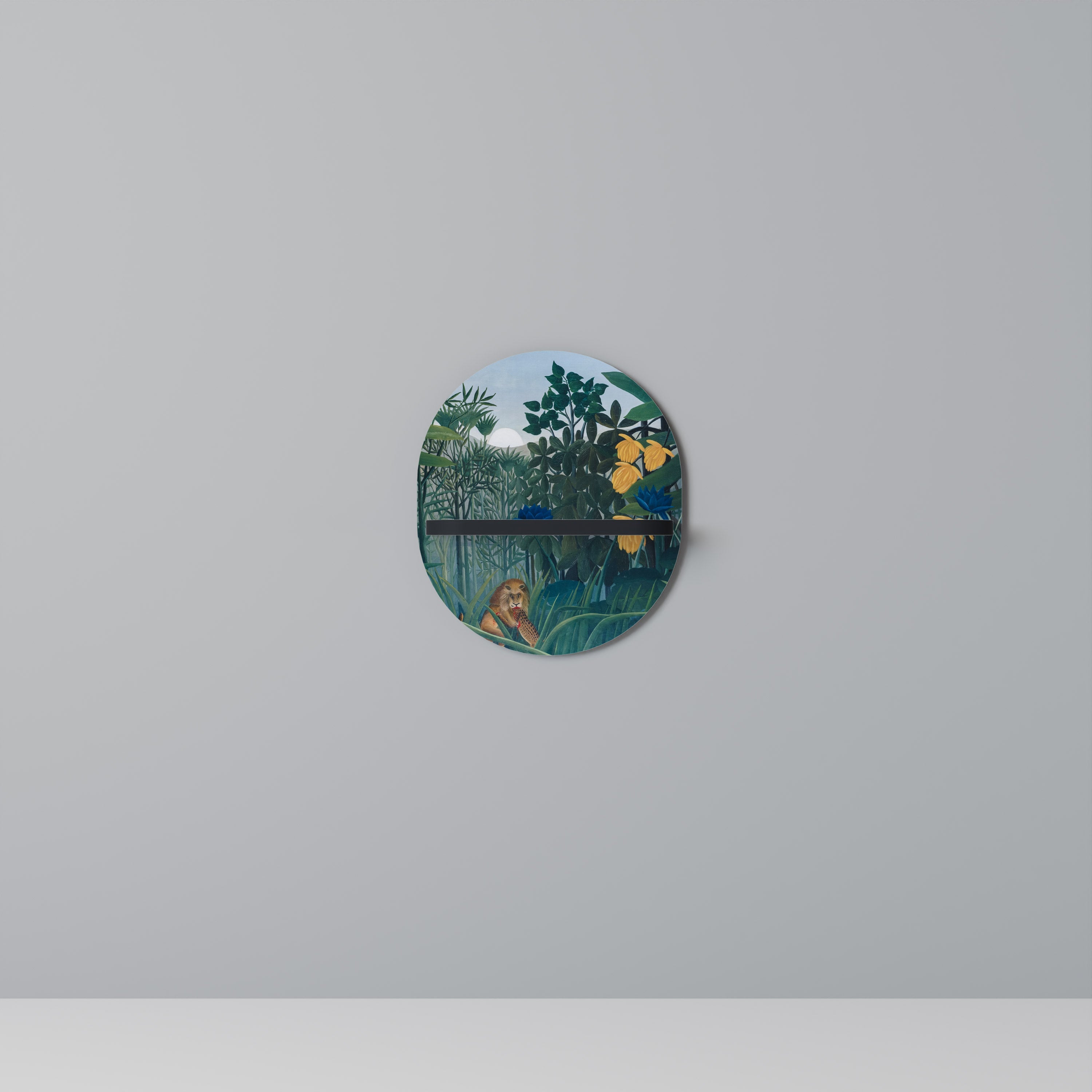 Étagère d'art ovale LE REPAS DU LION en finition noire