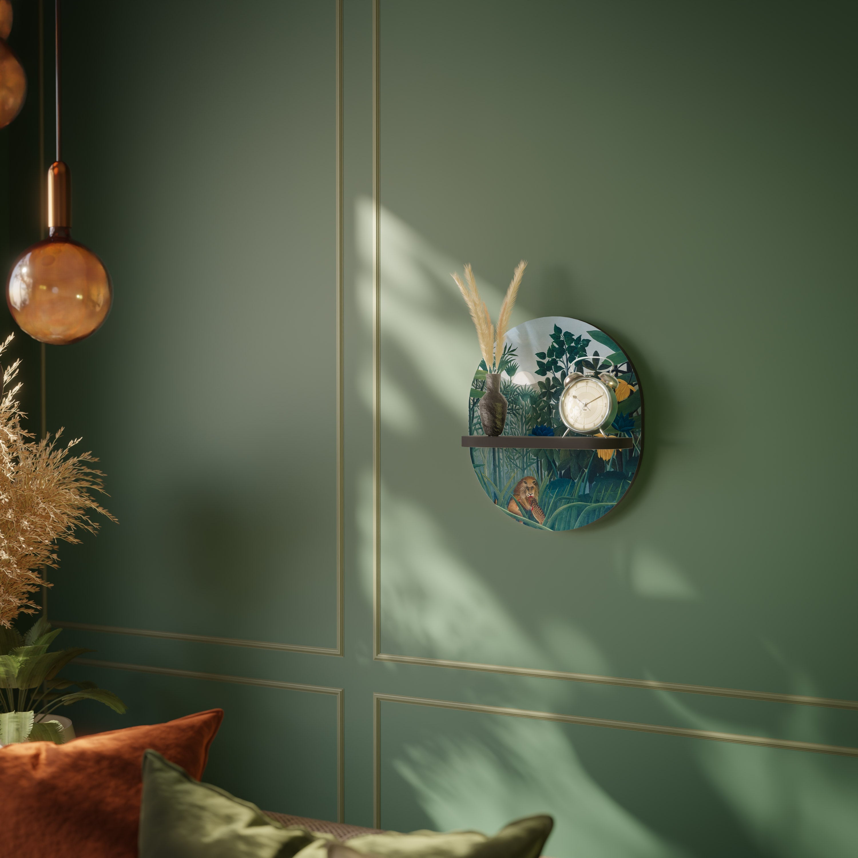 Étagère d'art ovale LE REPAS DU LION en finition noire