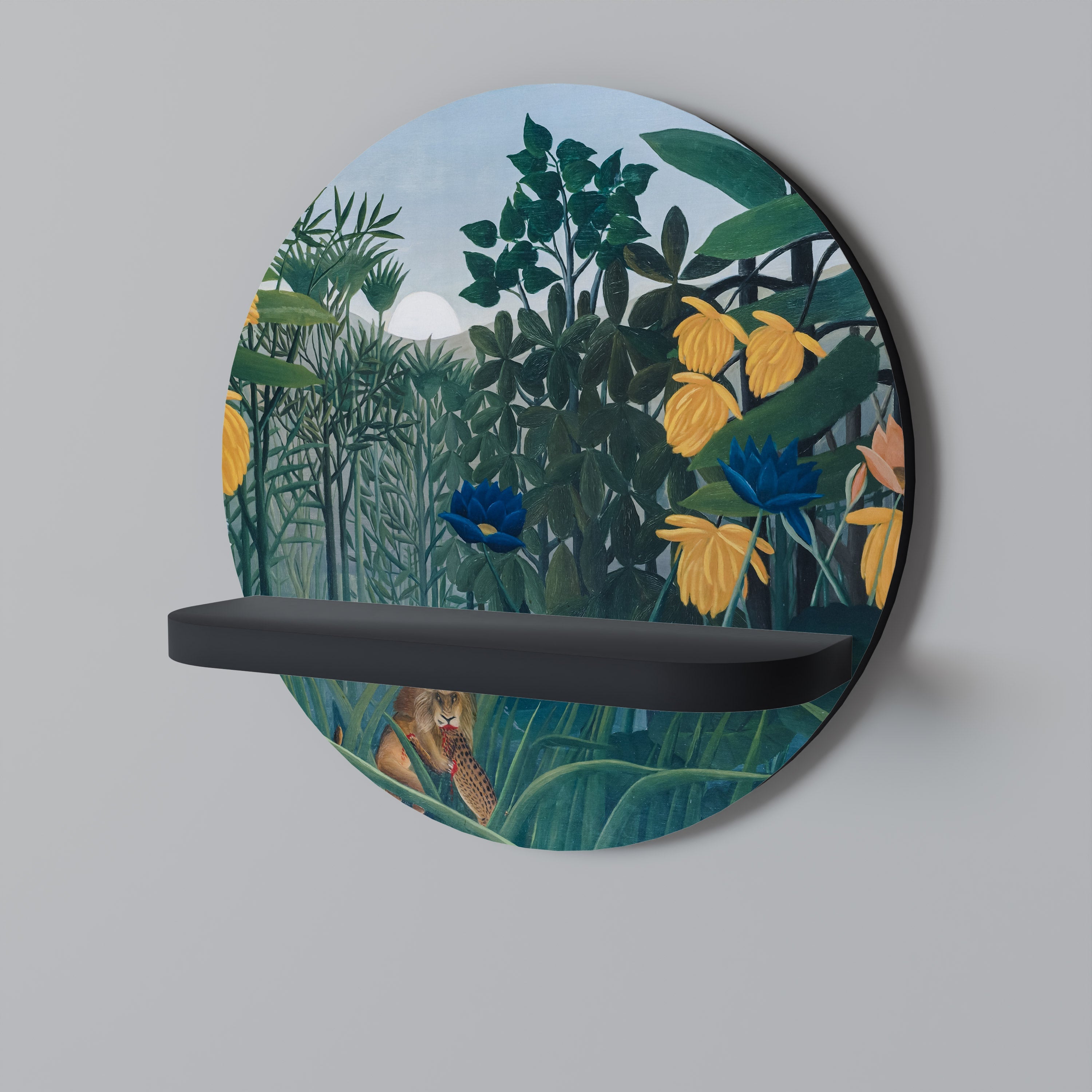 Étagère ronde LE REPAS DU LION en finition noire