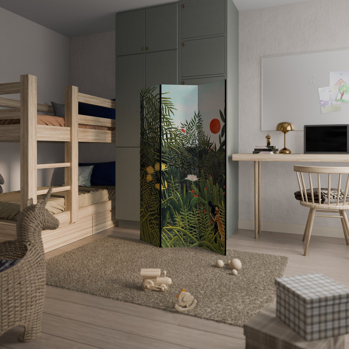 VIRGIN FOREST WITH SUNSET 3-Panel Room Divider