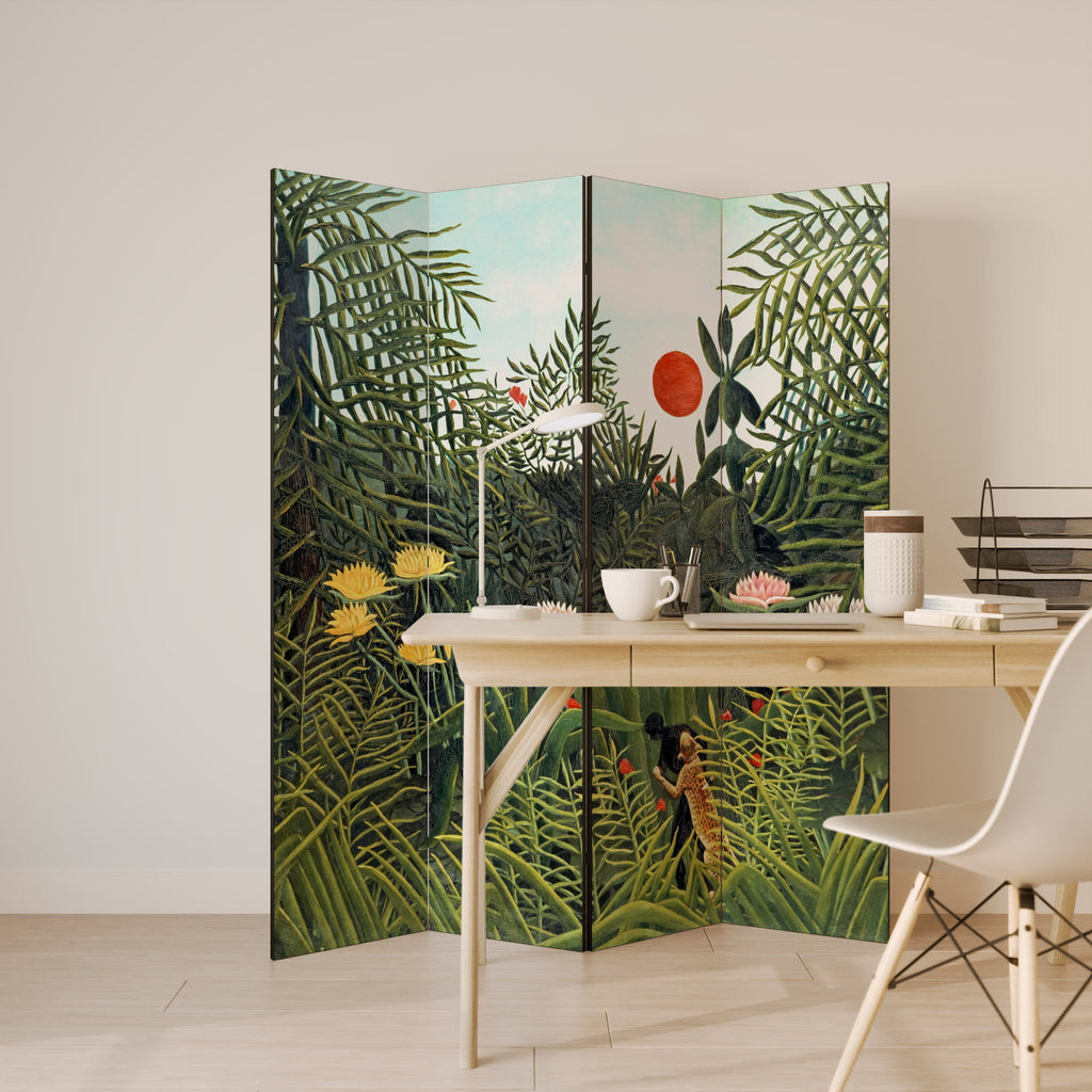 VIRGIN FOREST WITH SUNSET Decorative 4-Panel Room Divider