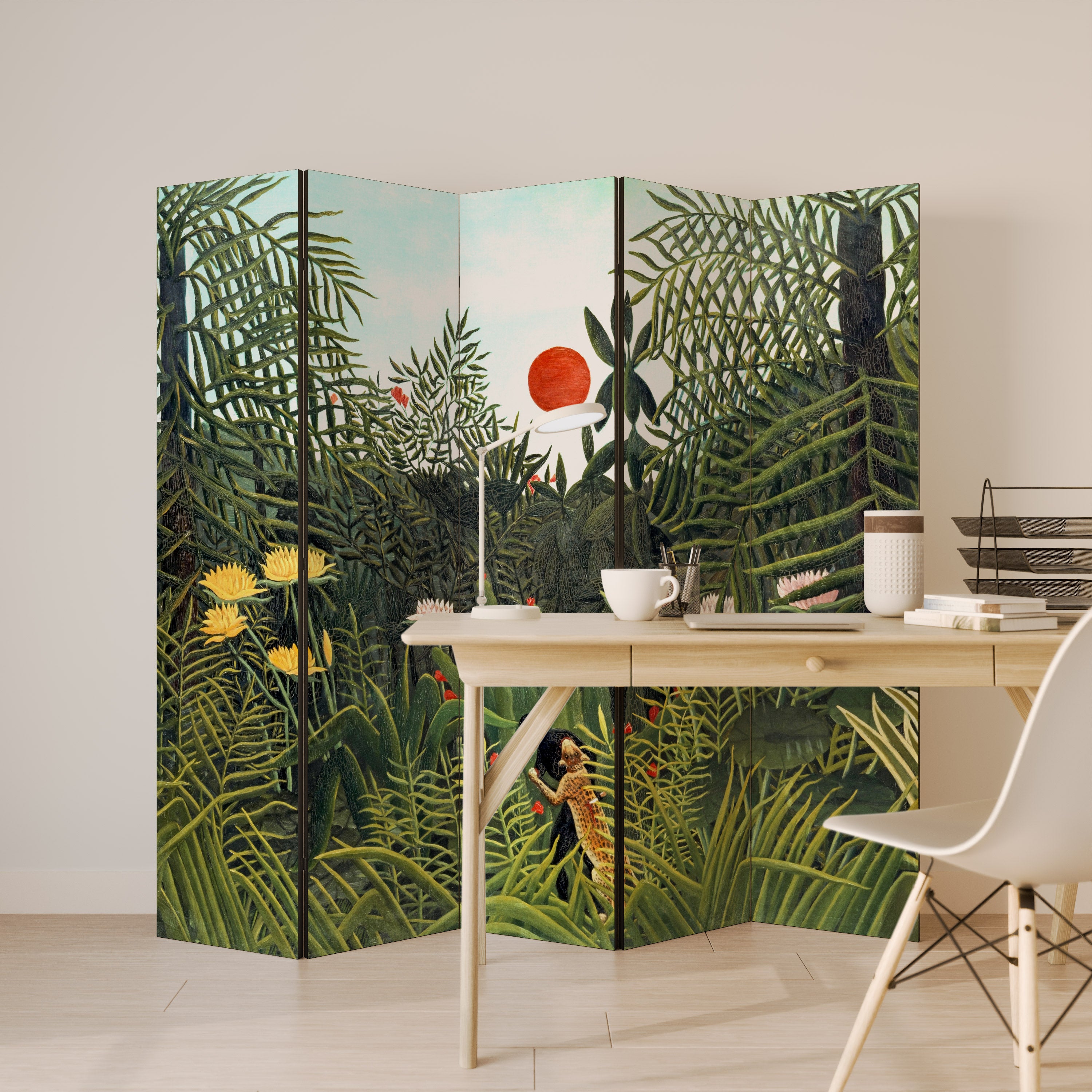 VIRGIN FOREST WITH SUNSET 5-Panel Room Divider