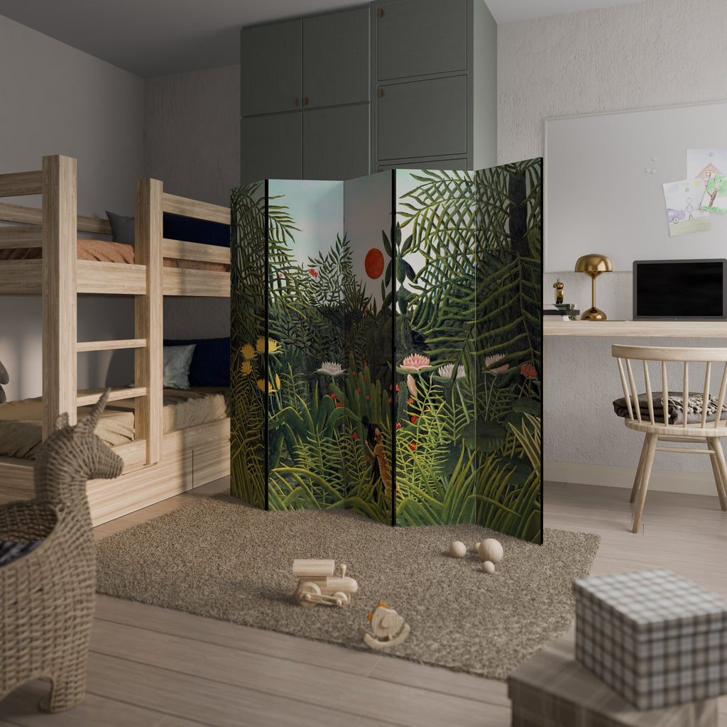 VIRGIN FOREST WITH SUNSET Decorative 5-Panel Room Divider