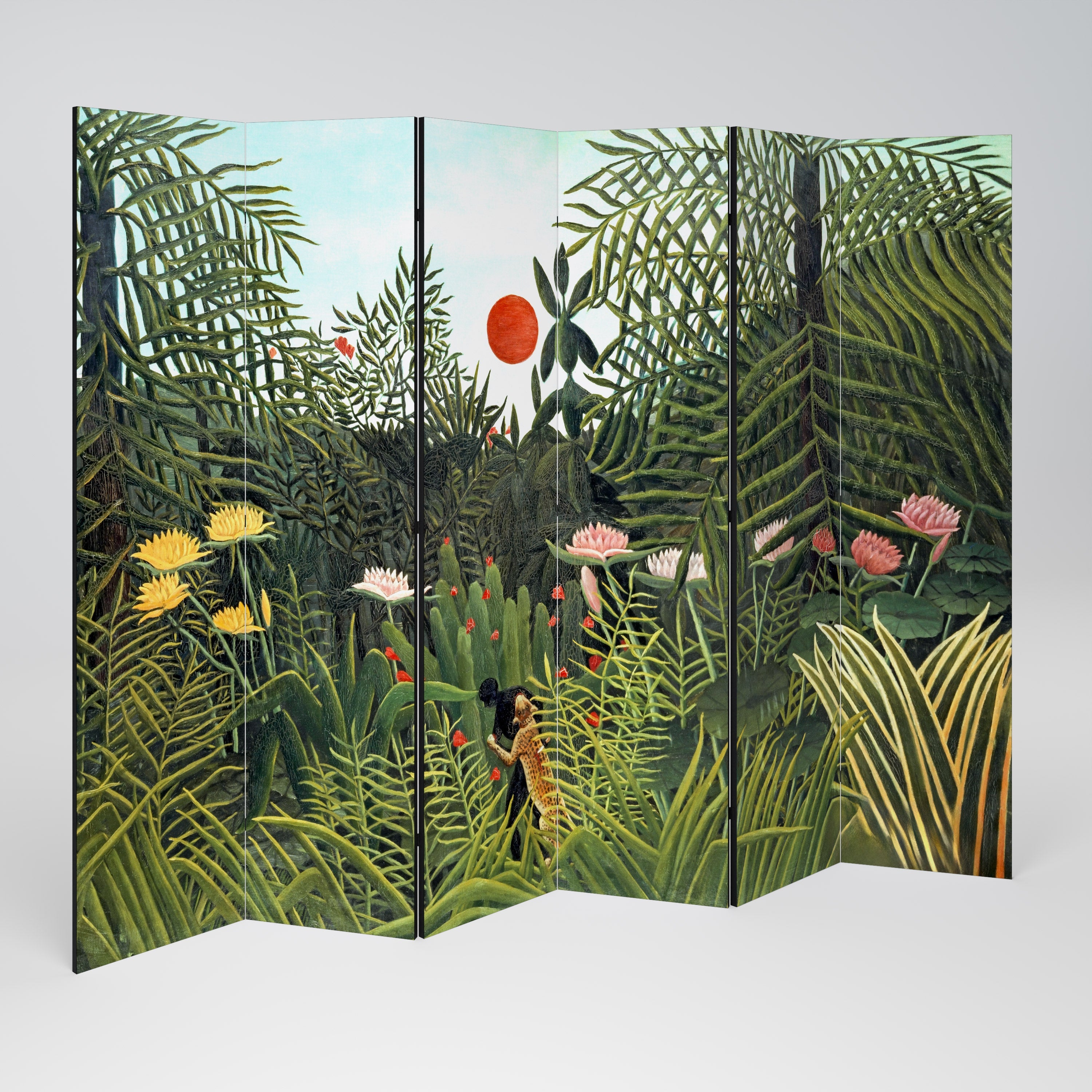 VIRGIN FOREST WITH SUNSET Decorative 6-Panel Room Divider