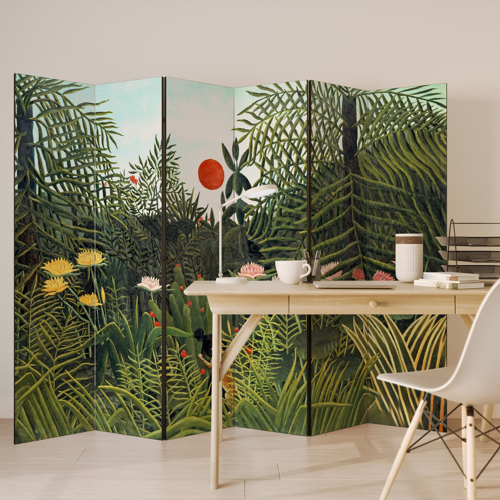 VIRGIN FOREST WITH SUNSET Decorative 6-Panel Room Divider