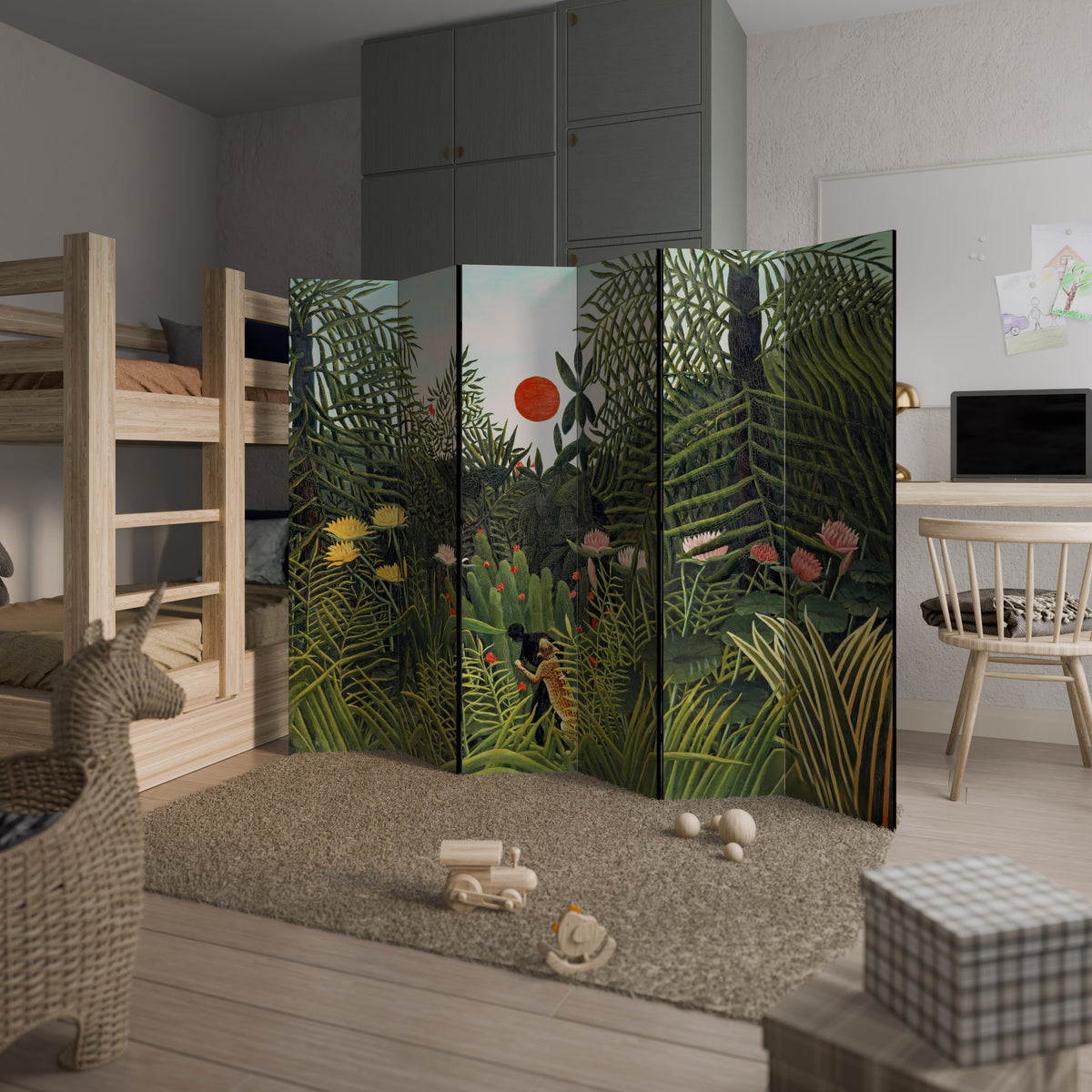 VIRGIN FOREST WITH SUNSET 6-Panel Room Divider