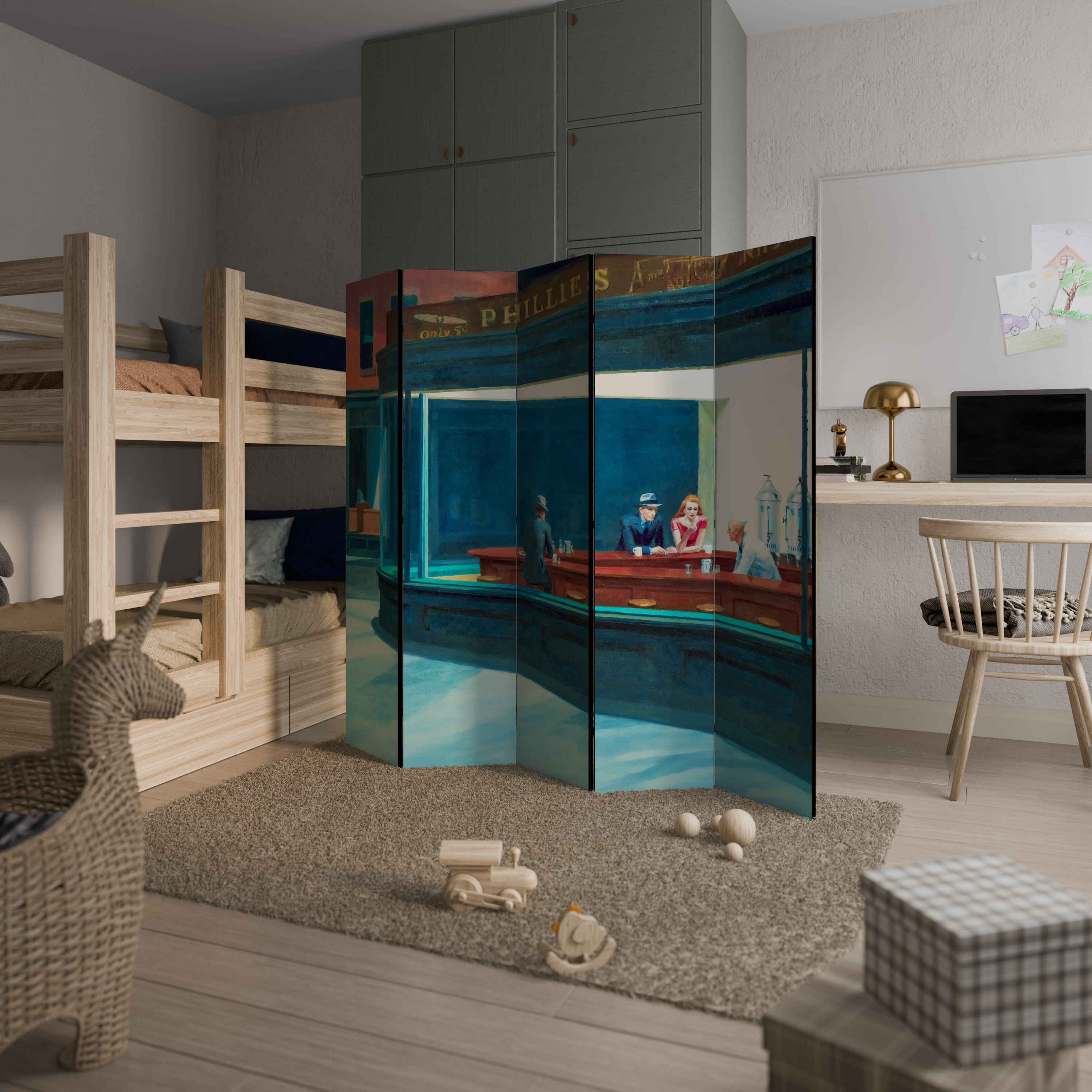 NIGHTHAWKS 5-Panel Room Divider