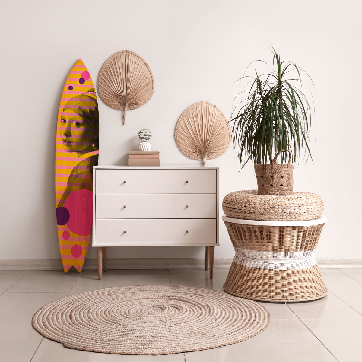 HER WITH A PEARL Surfboard Decorative Panel