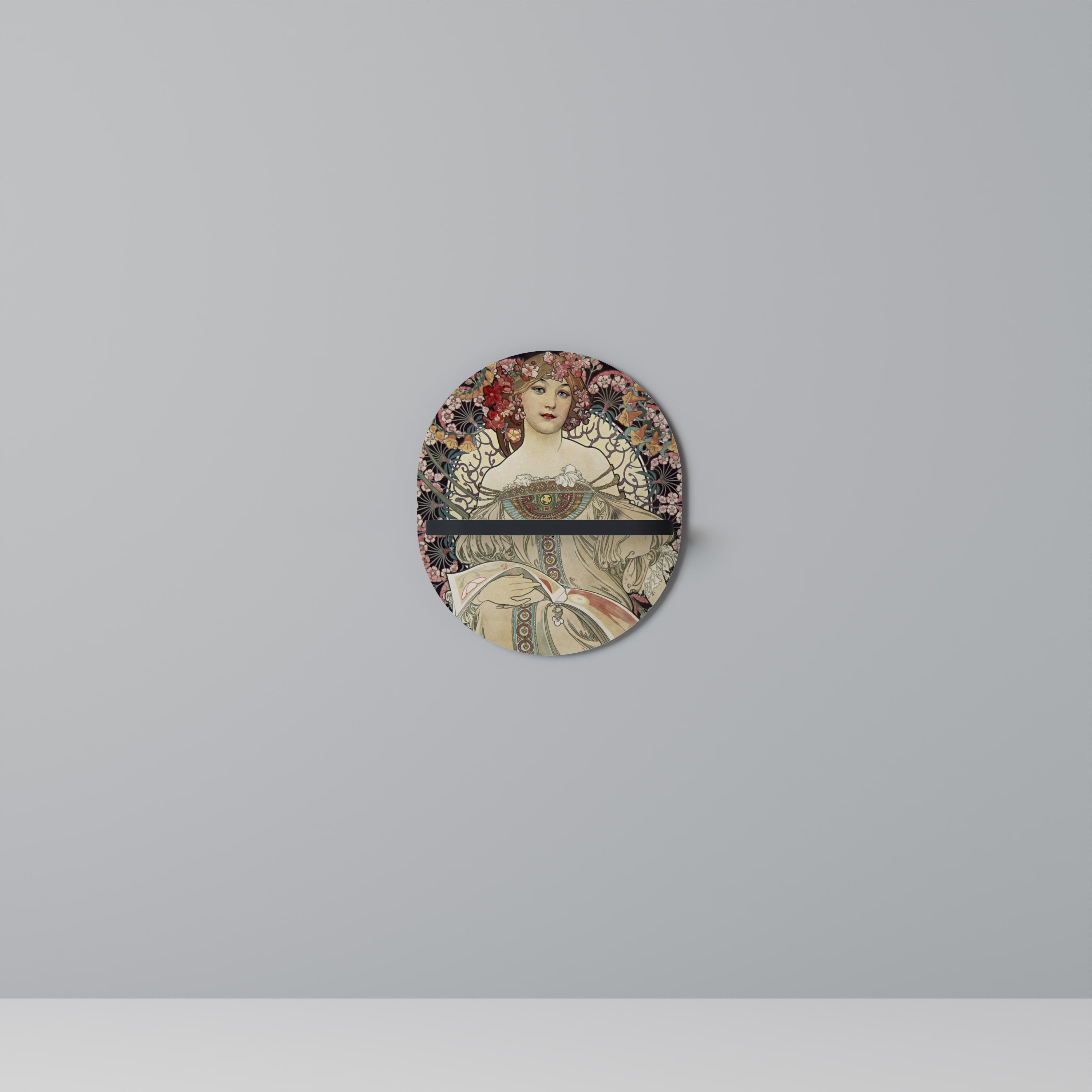 CHAMPENOIS IMPRIMEUR Étagère d'art ovale en finition noire