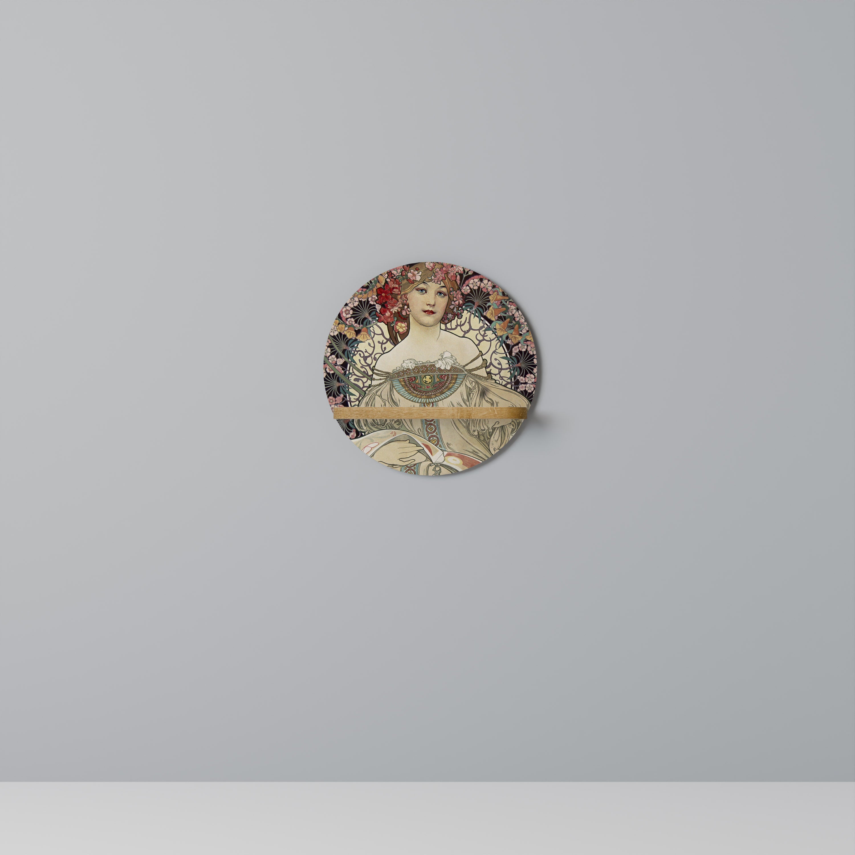 CHAMPENOIS IMPRIMEUR Round Art Shelf In Oak Effect