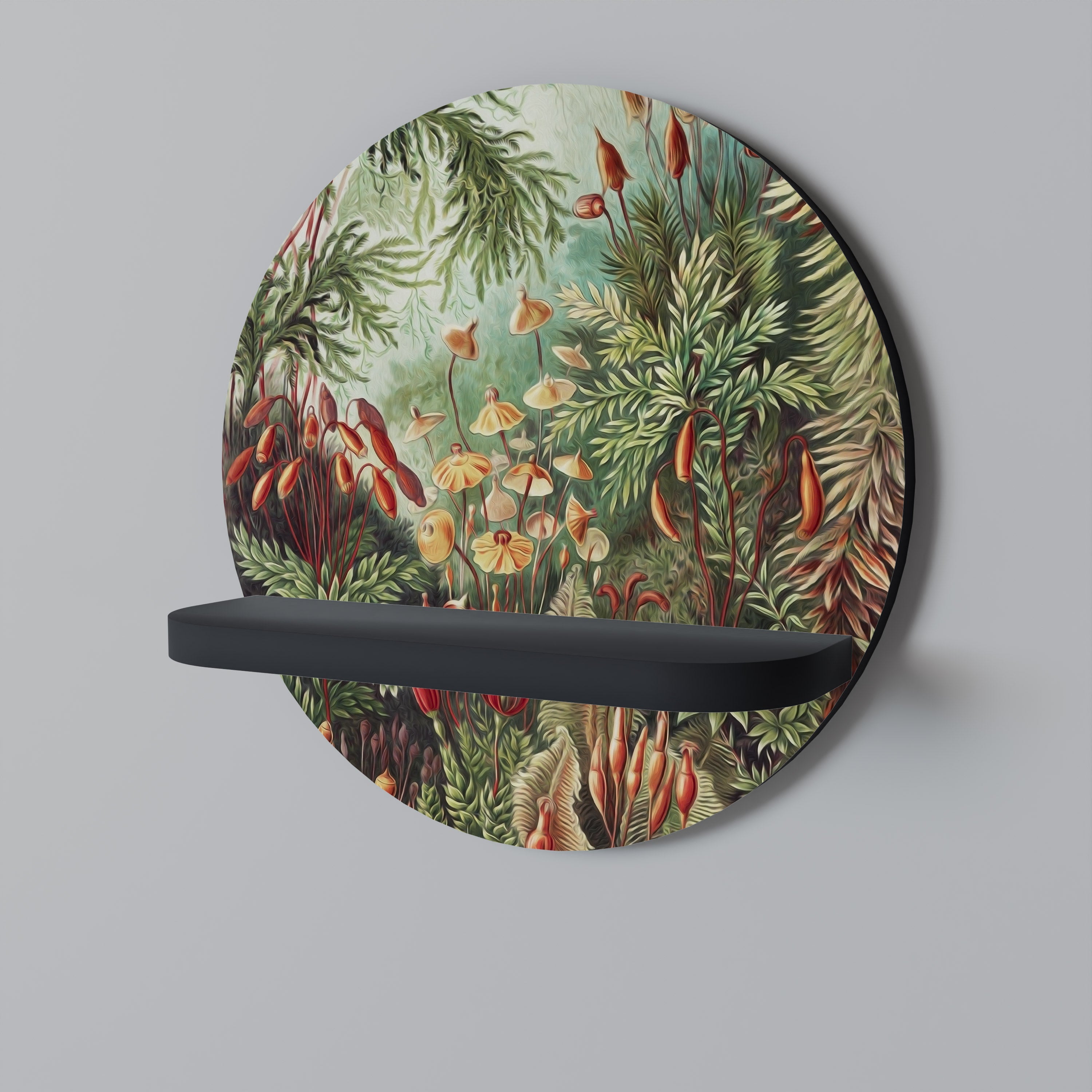 Étagère d'art ronde MUSCINAE LAUBMOOSE en finition noire