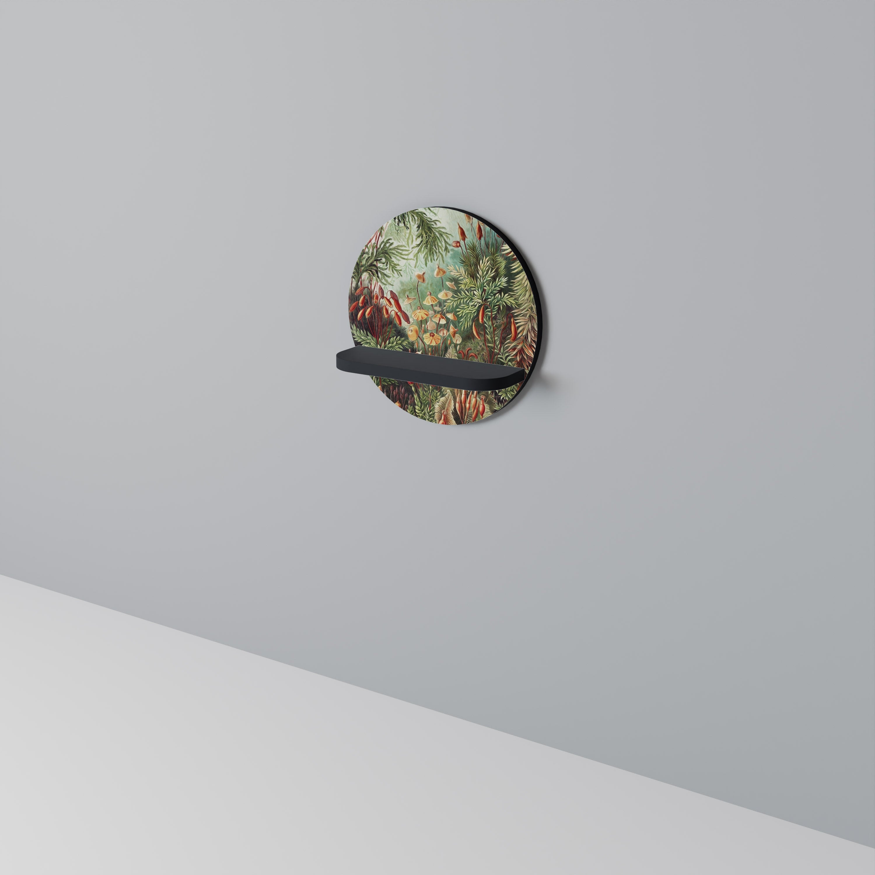 Étagère d'art ronde MUSCINAE LAUBMOOSE en finition noire