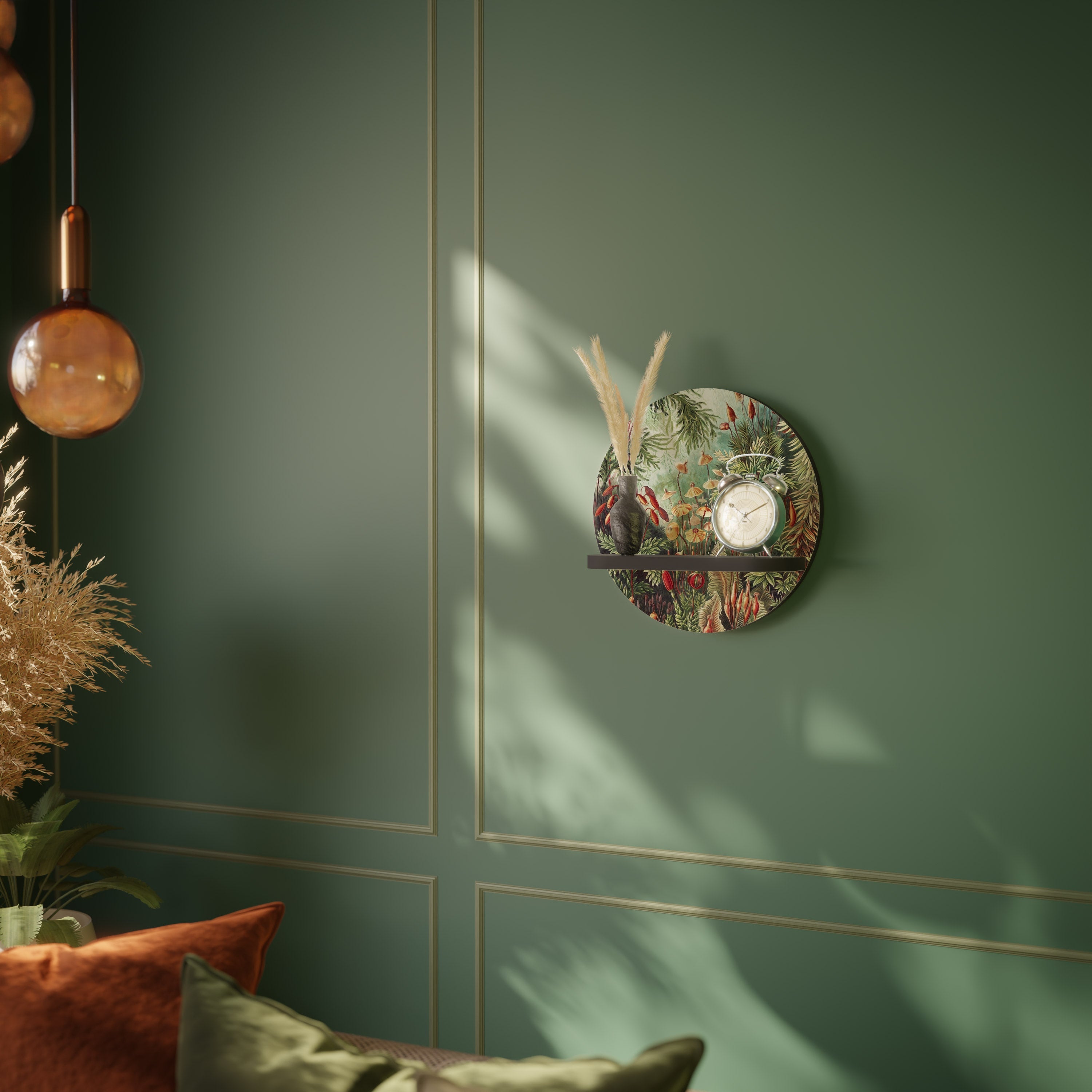 Étagère d'art ronde MUSCINAE LAUBMOOSE en finition noire