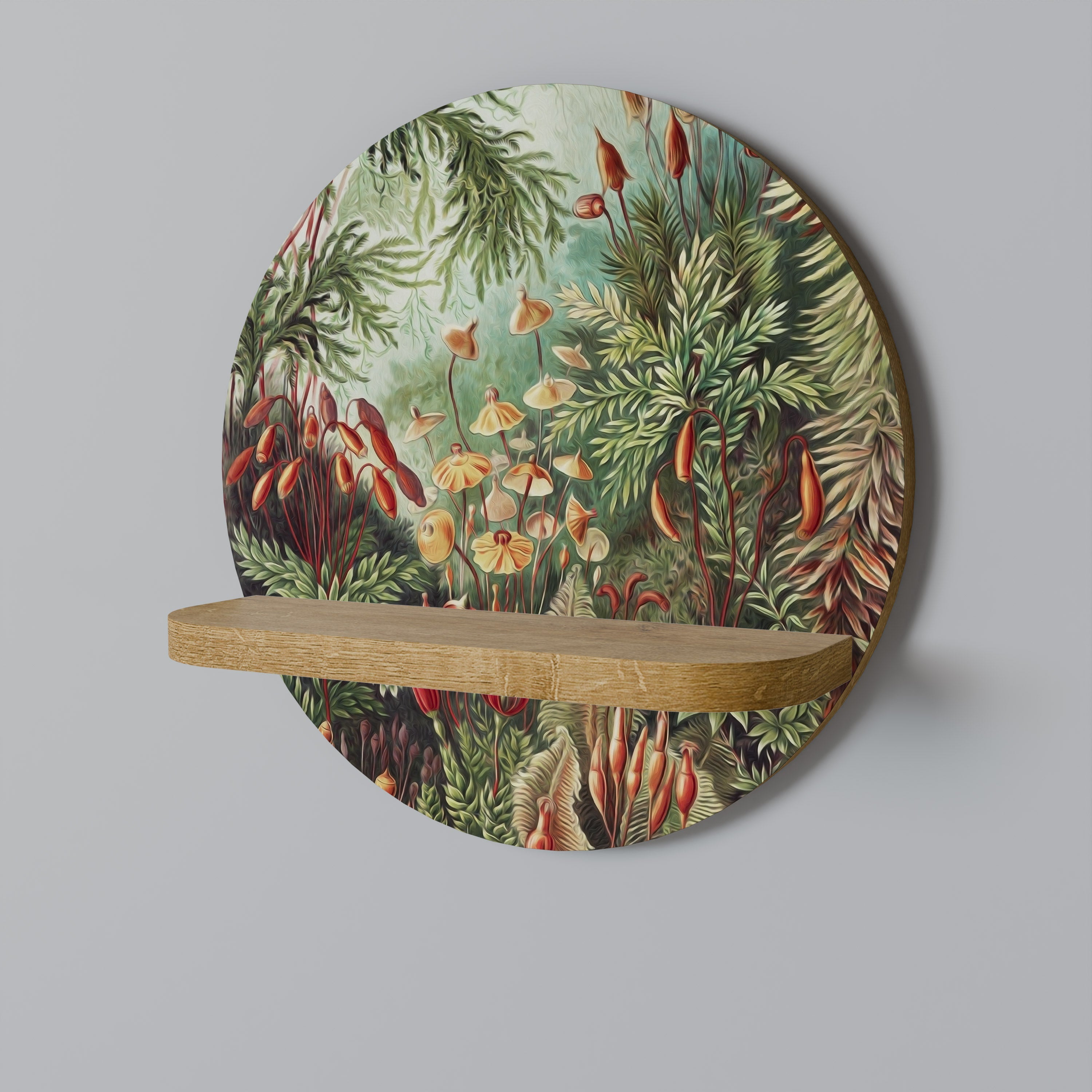 MUSCINAE LAUBMOOSE Round Art Shelf In Oak Effect