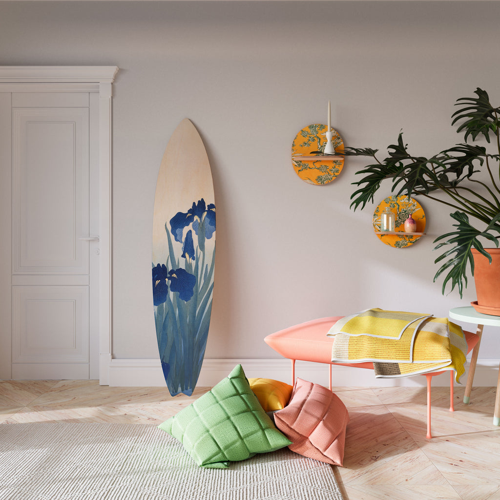 BLUE FLORAL RIDE Surfboard Decorative Panel