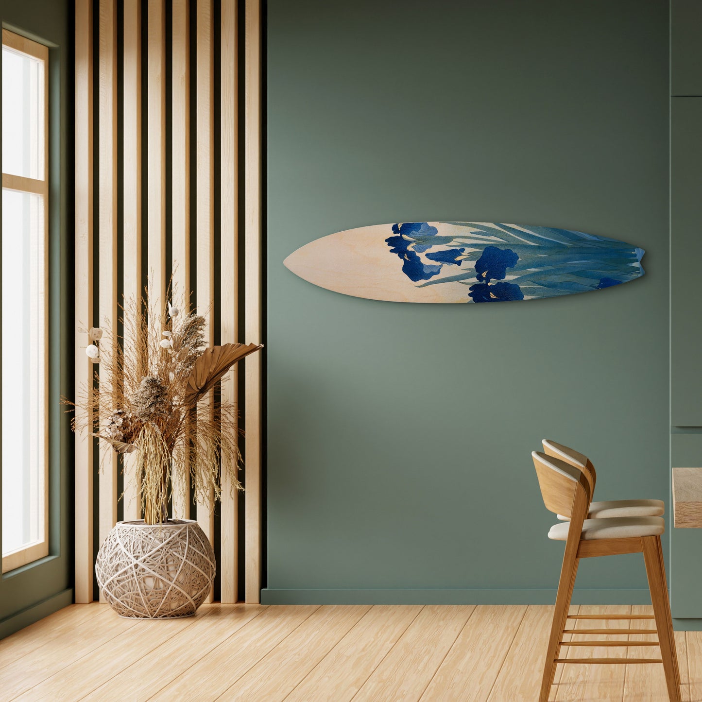 BLUE FLORAL RIDE Surfboard Decorative Panel