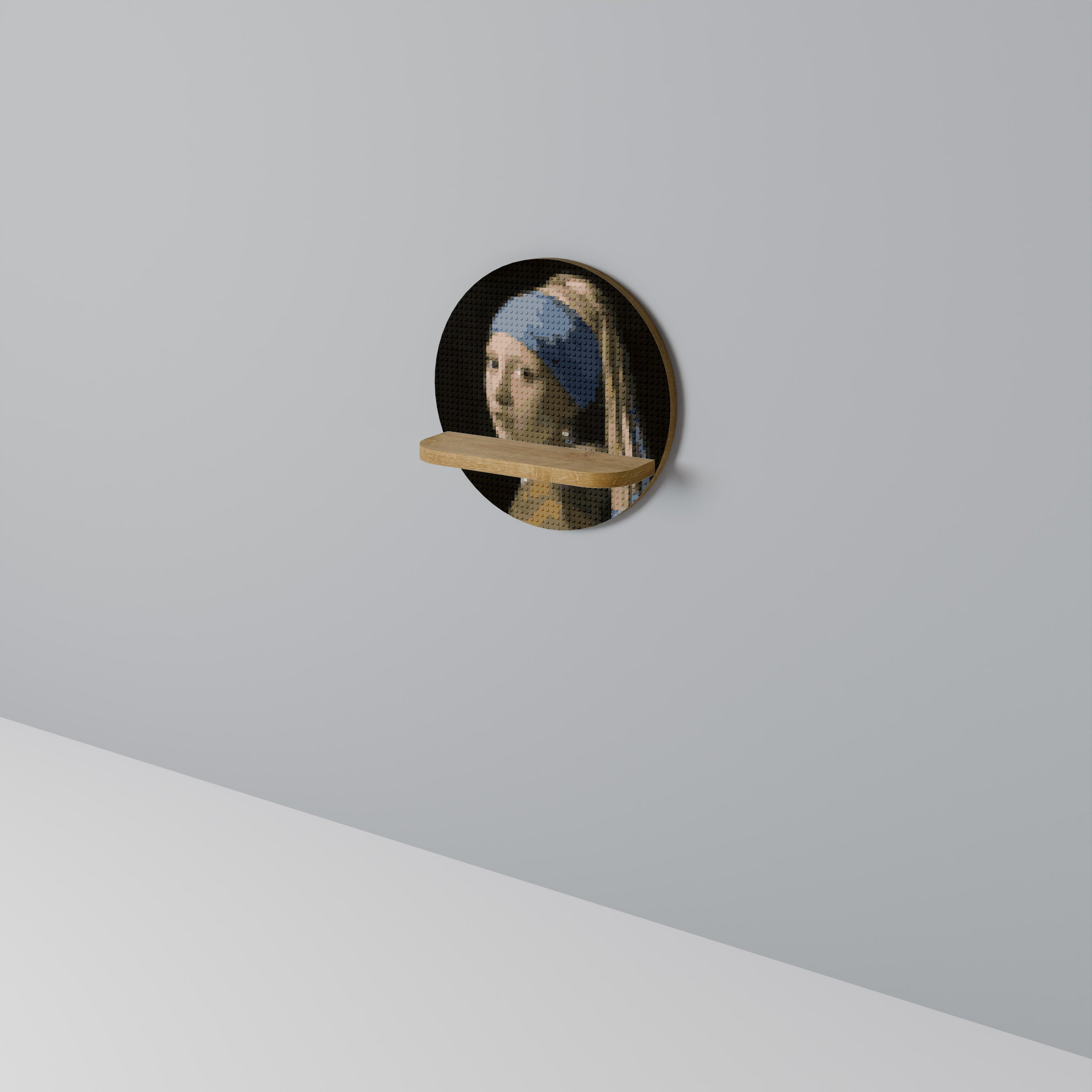 STRUCTURAL MASTERPIECE Round Art Shelf In Oak Effect