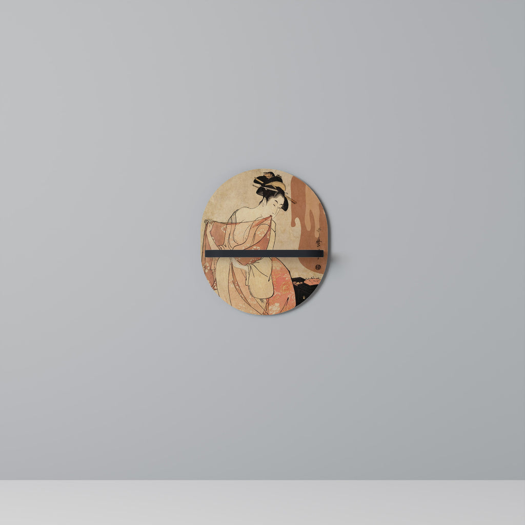 Étagère d'art ovale FEMME, CHAT ET EXTRA MARRON en finition noire