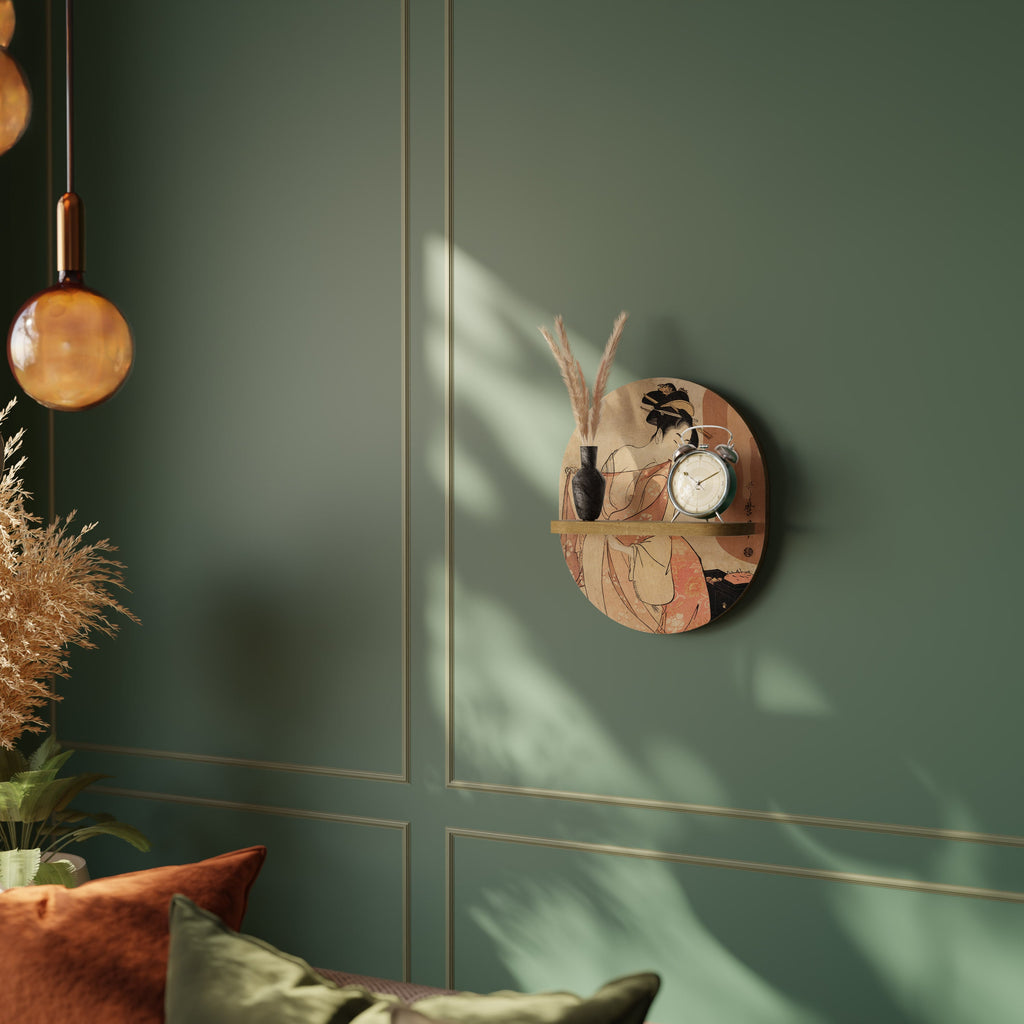 Étagère ovale effet chêne FEMME, CHAT ET EXTRA MARRON