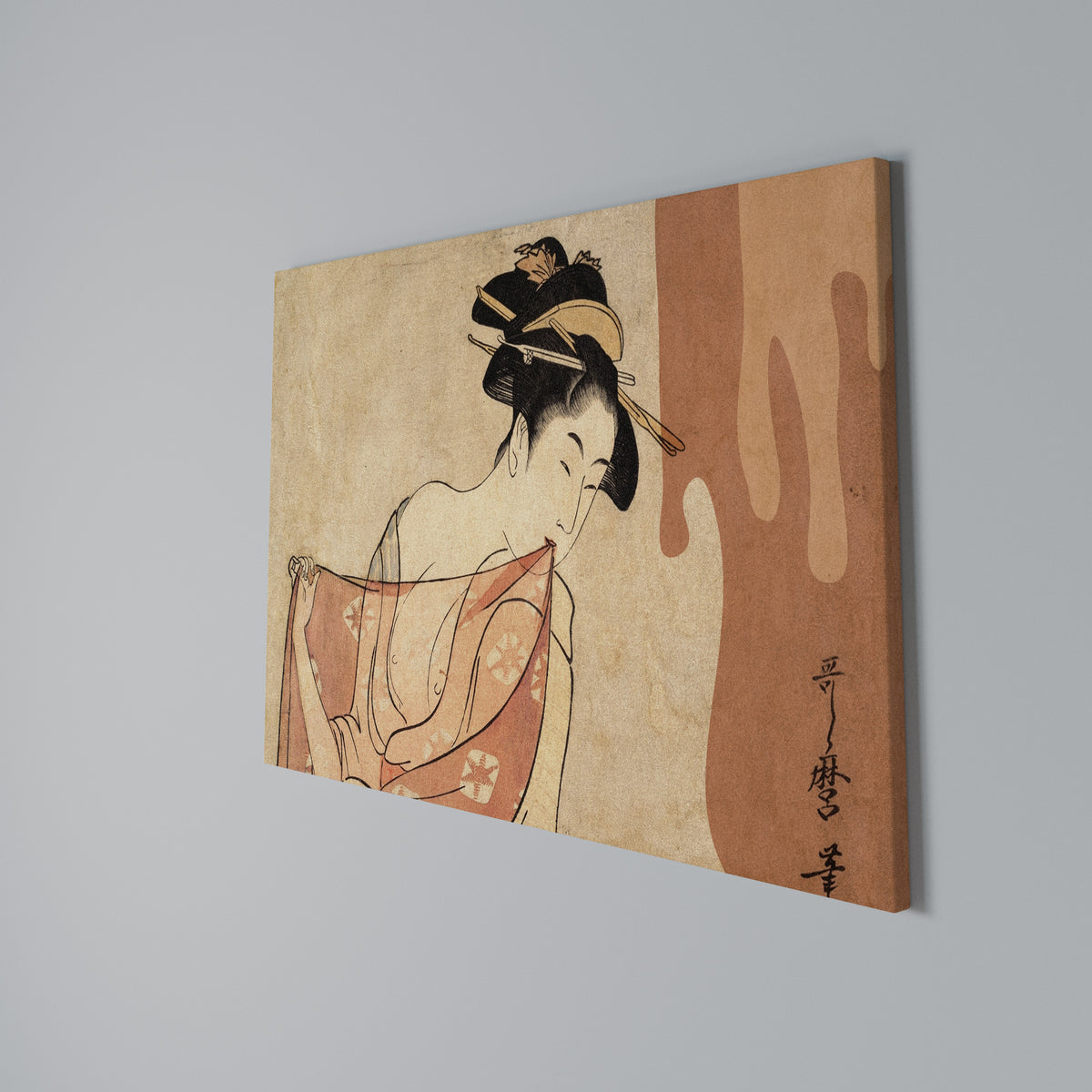 WOMAN, CAT AND EXTRA BROWN Horizontal Canvas Print