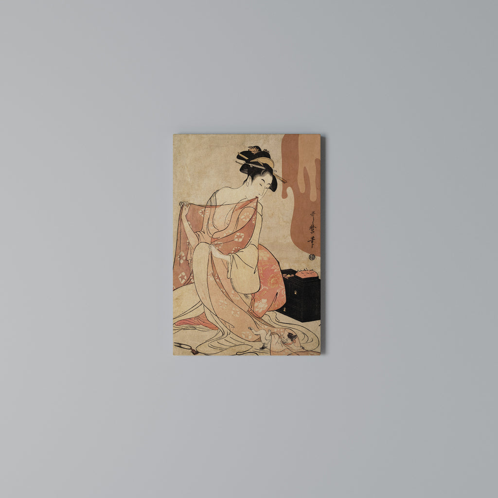 WOMAN, CAT AND EXTRA BROWN Vertical Canvas Print