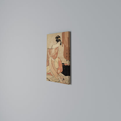 WOMAN, CAT AND EXTRA BROWN Vertical Canvas Print
