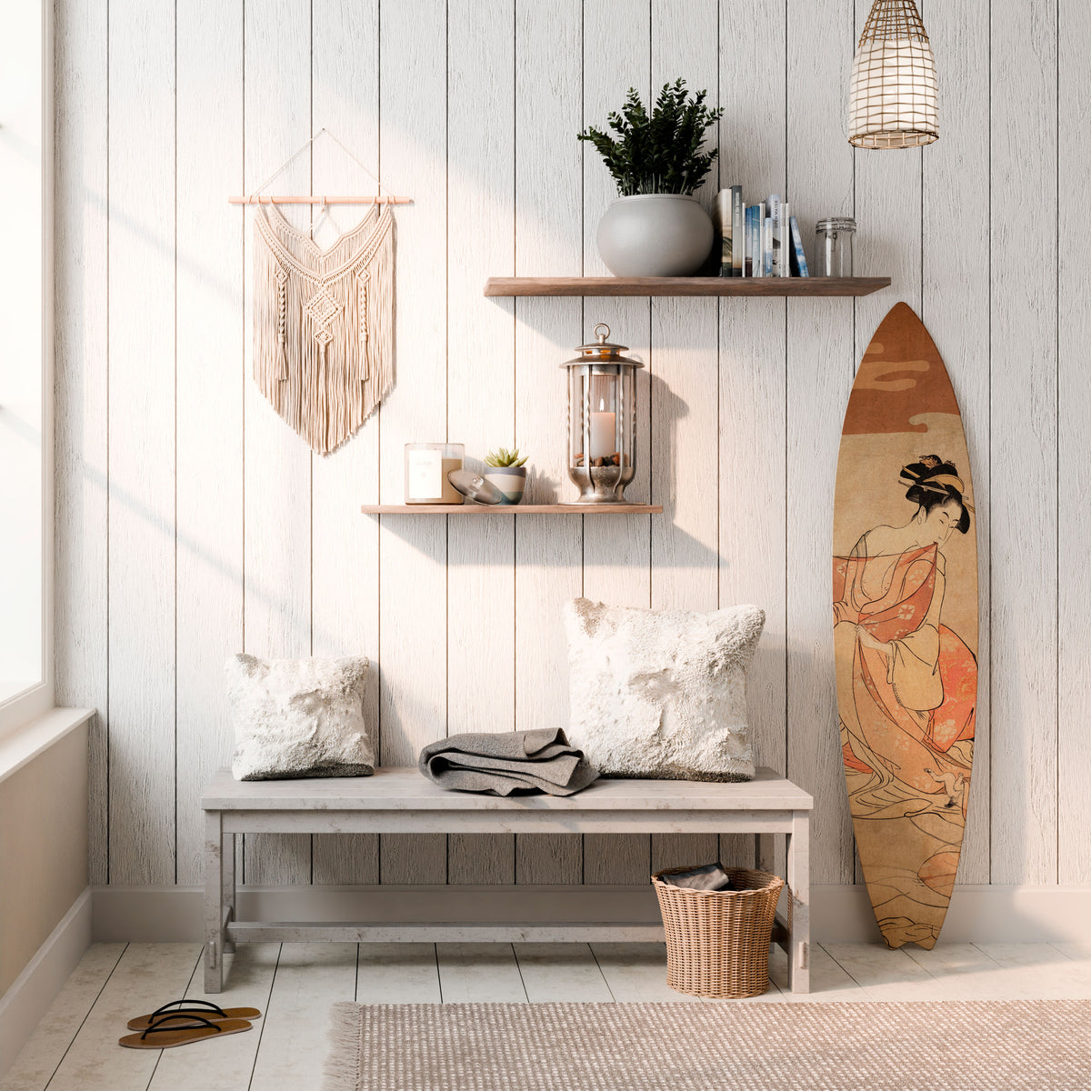 WOMAN, CAT AND EXTRA BROWN Surfboard Decorative Panel