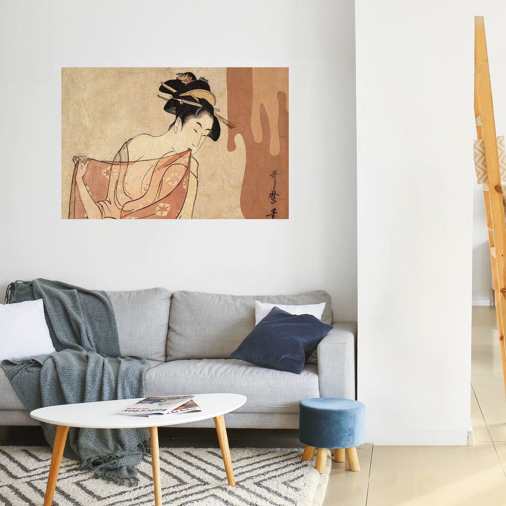 Affiche horizontale autocollante FEMME, CHAT ET EXTRA BRUN