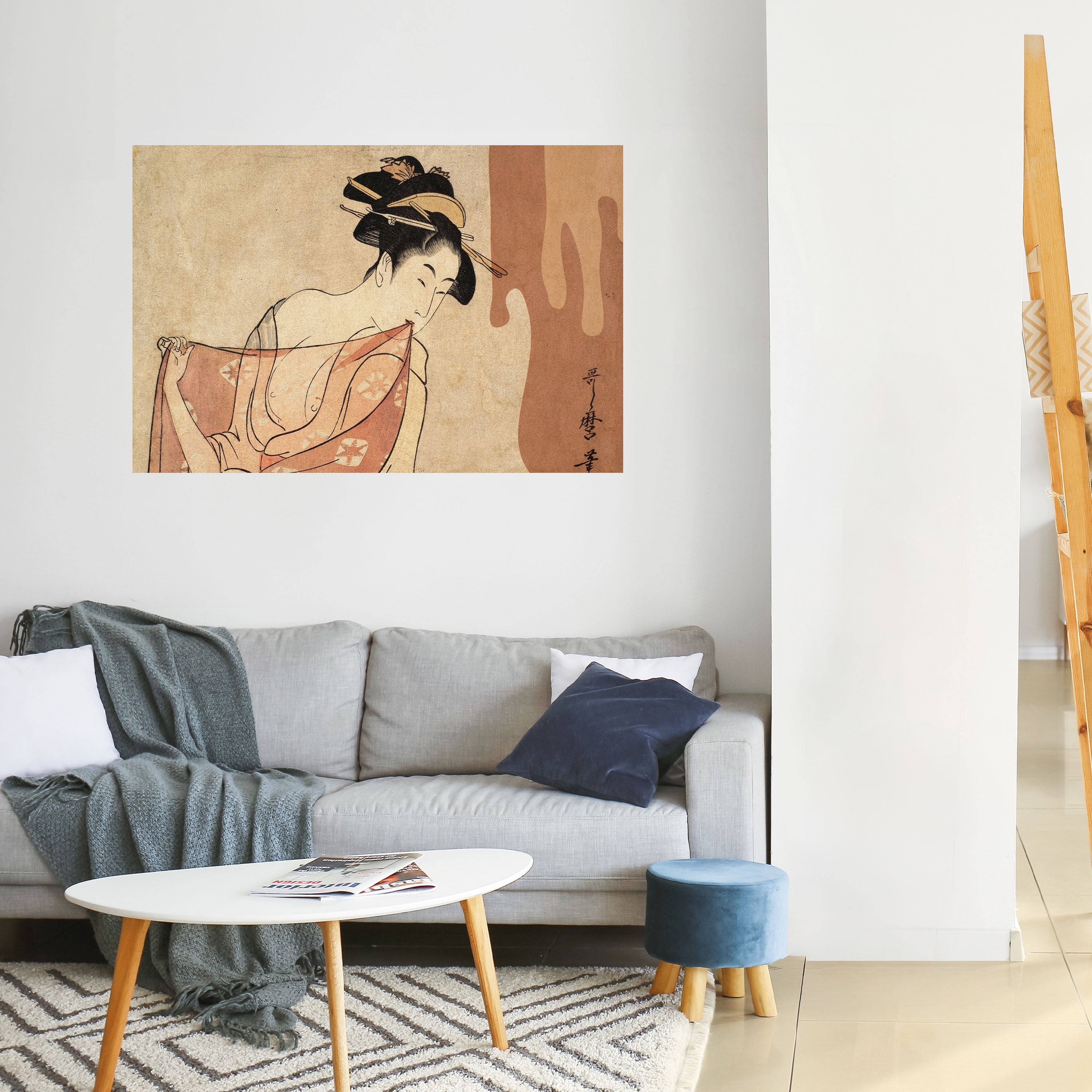 Affiche horizontale autocollante FEMME, CHAT ET EXTRA BRUN