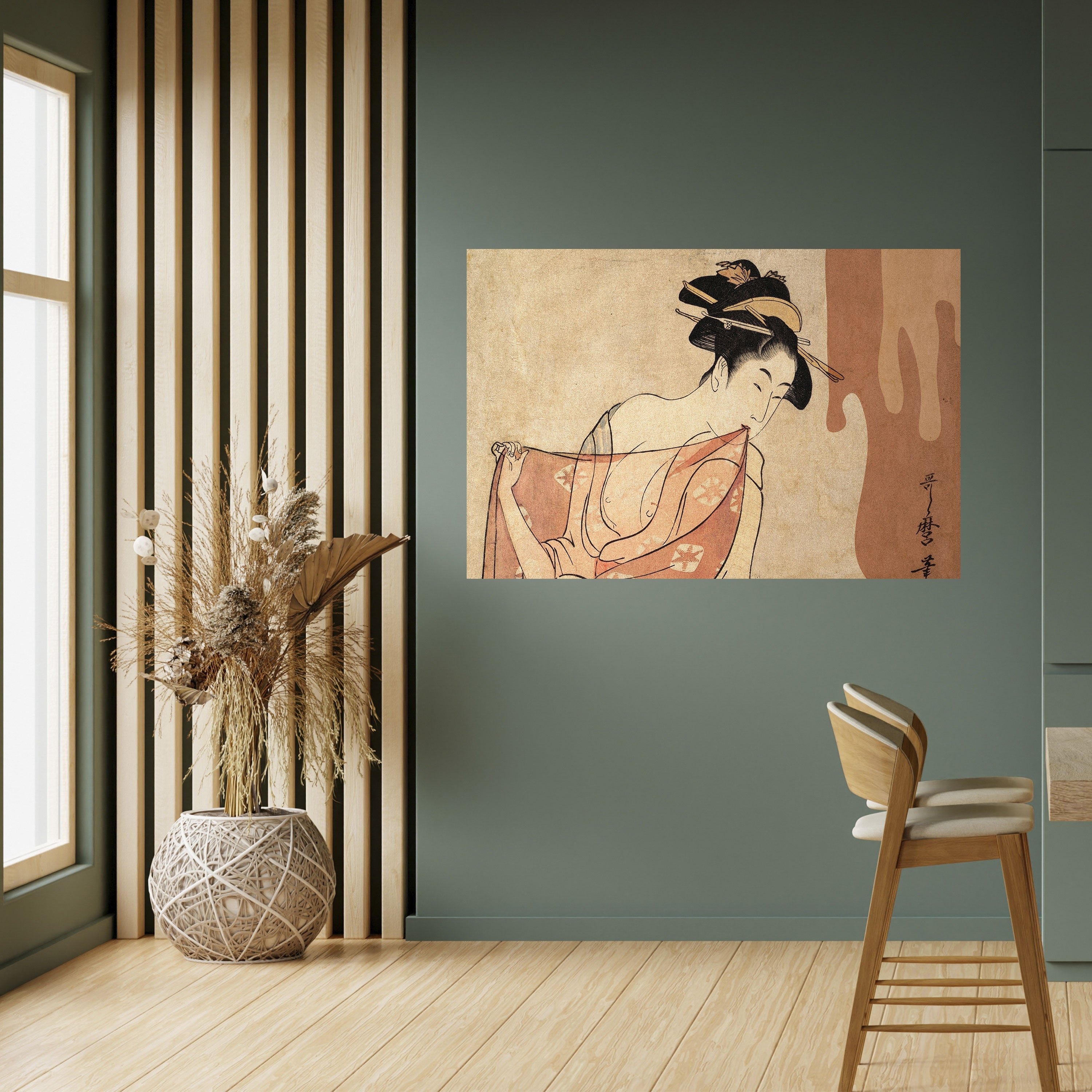 Affiche horizontale autocollante FEMME, CHAT ET EXTRA BRUN