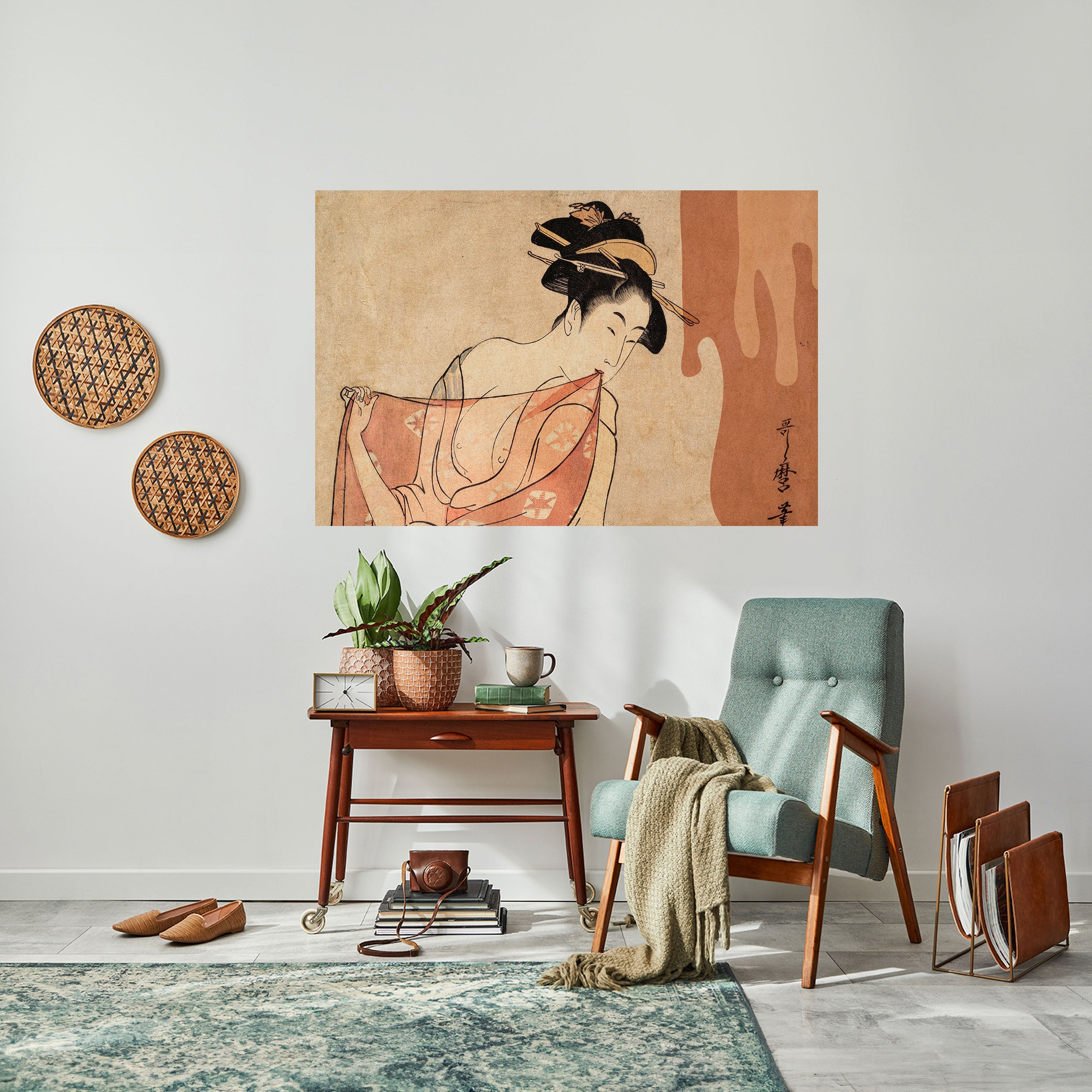 Affiche horizontale autocollante FEMME, CHAT ET EXTRA BRUN