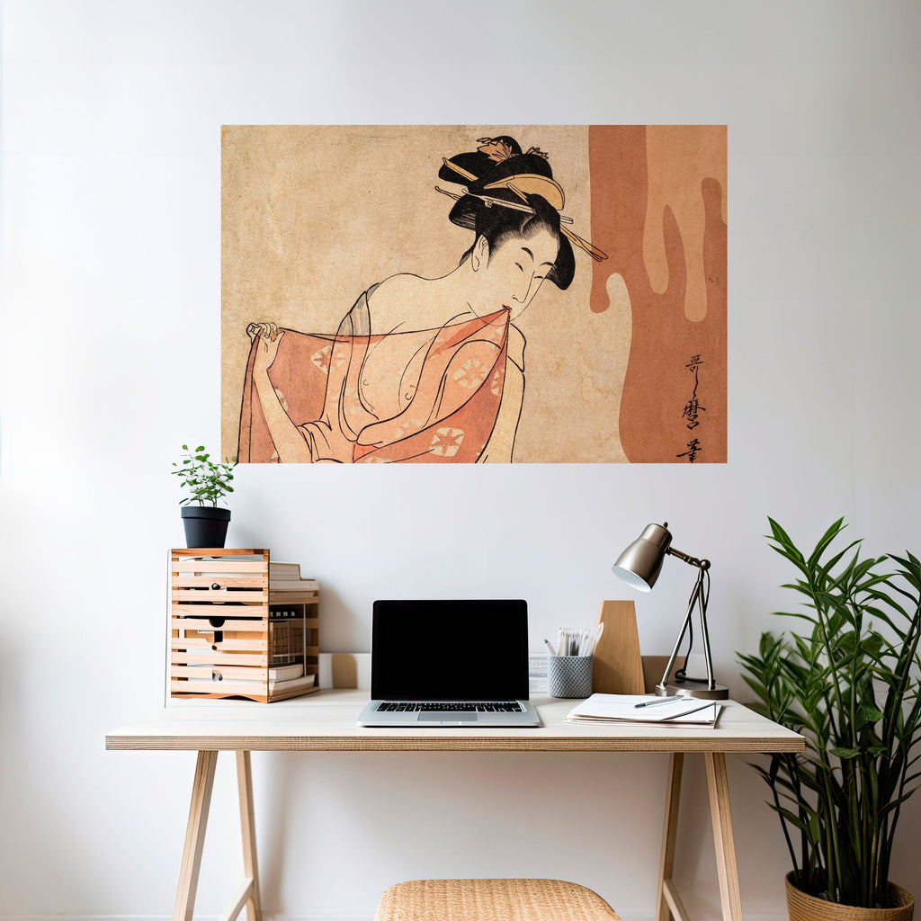 Affiche horizontale autocollante FEMME, CHAT ET EXTRA BRUN