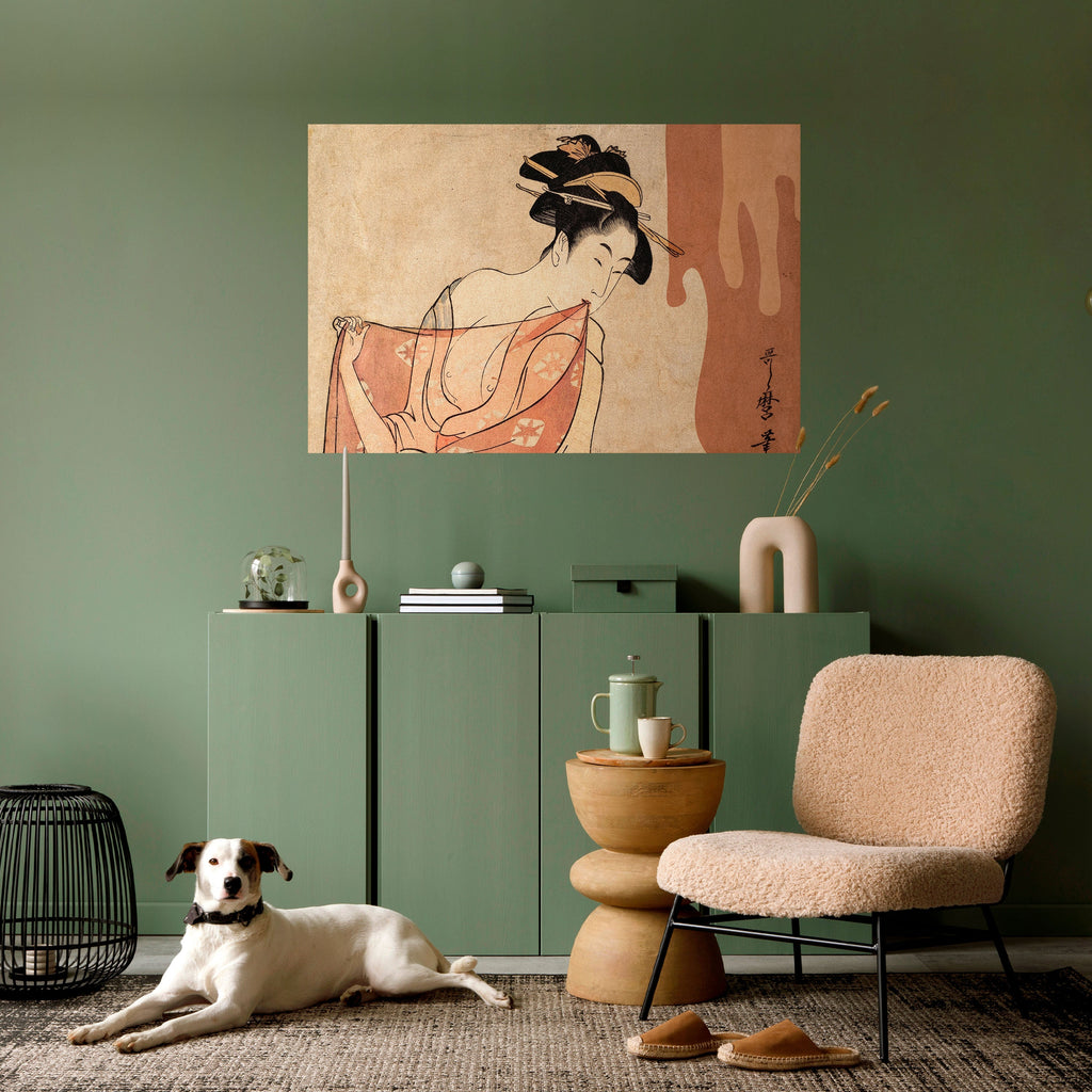 Affiche horizontale autocollante FEMME, CHAT ET EXTRA BRUN