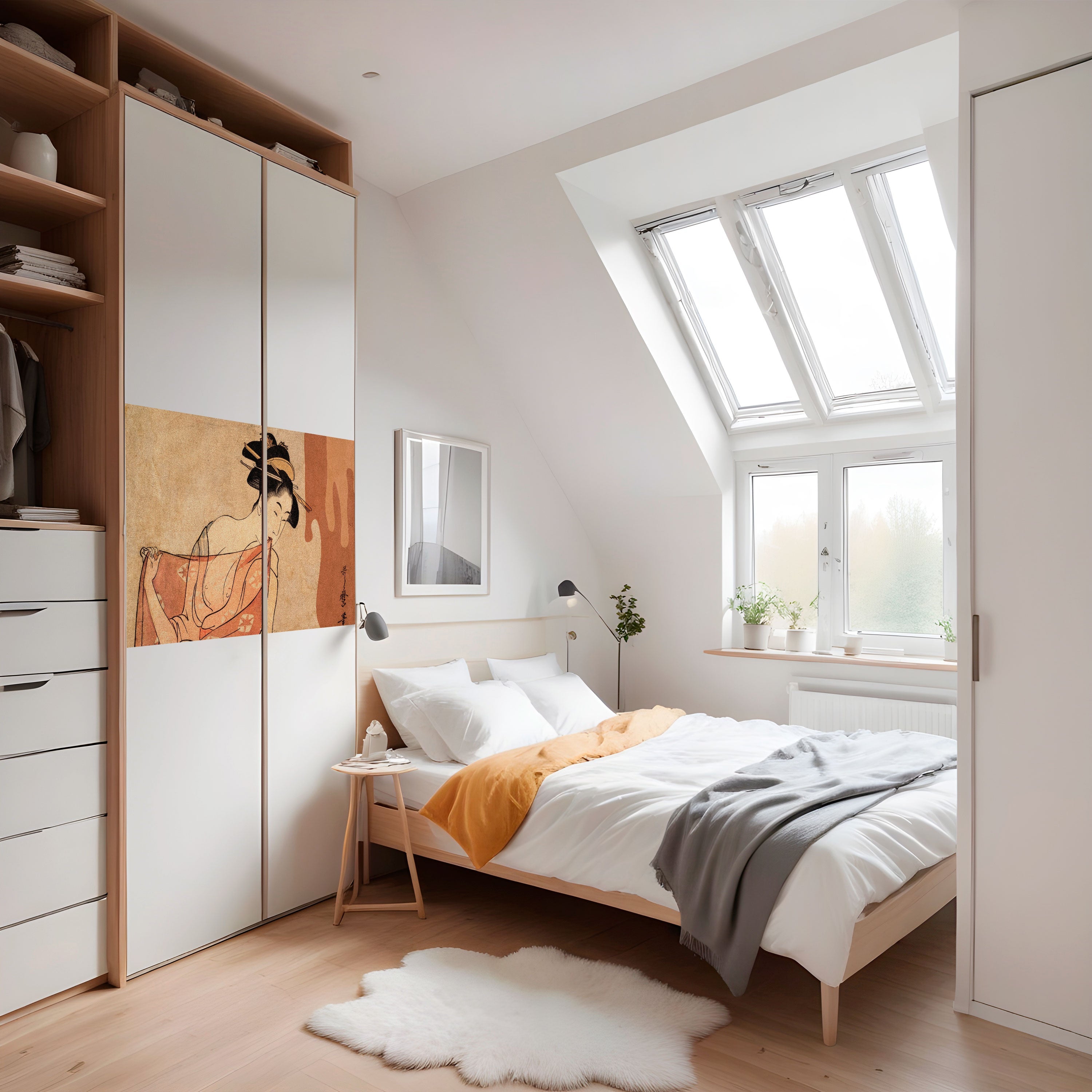 Affiche horizontale autocollante FEMME, CHAT ET EXTRA BRUN