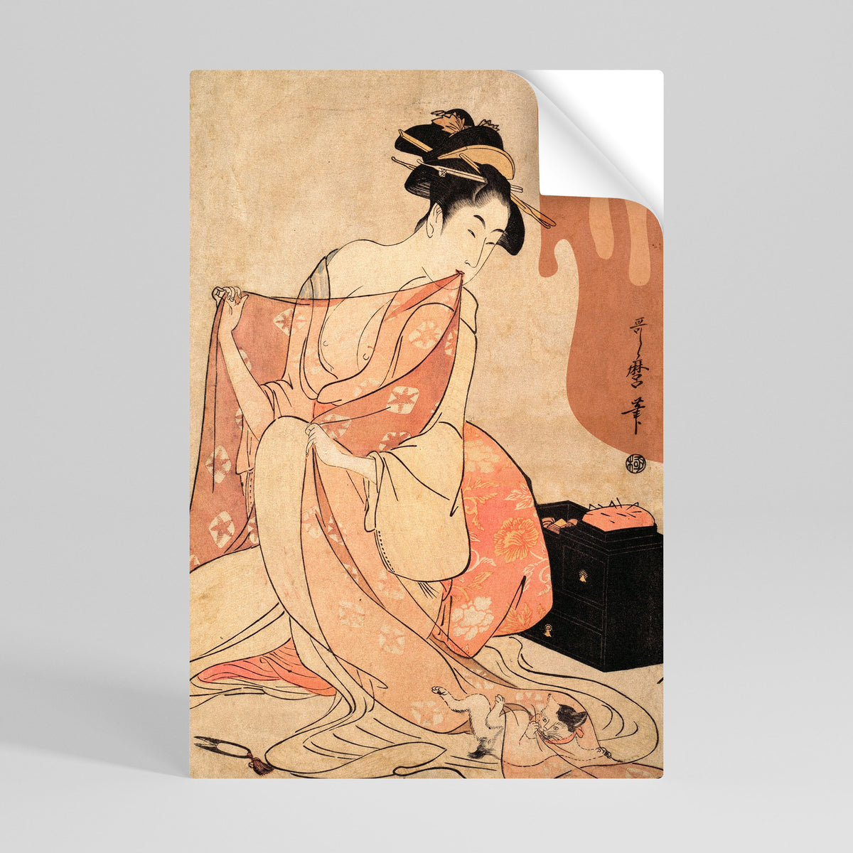 WOMAN, CAT AND EXTRA BROWN Peel and Stick Vertical Poster