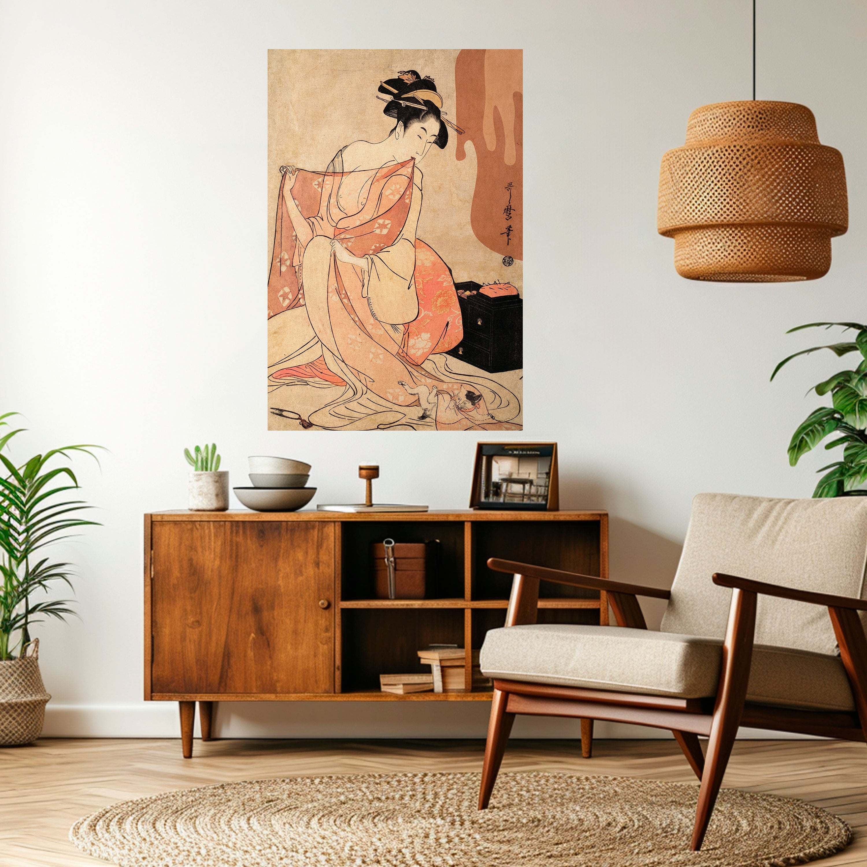 Affiche verticale autocollante FEMME, CHAT ET EXTRA BRUN