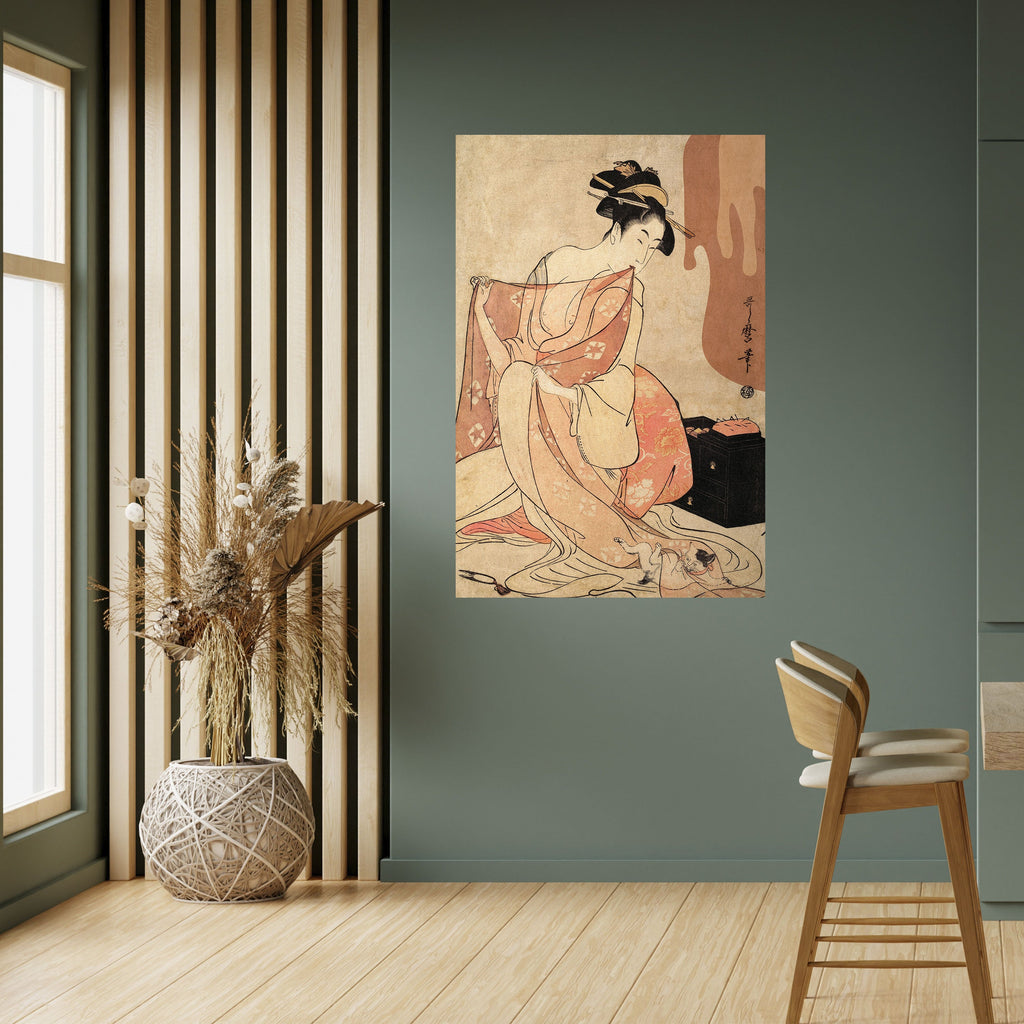 Affiche verticale autocollante FEMME, CHAT ET EXTRA BRUN