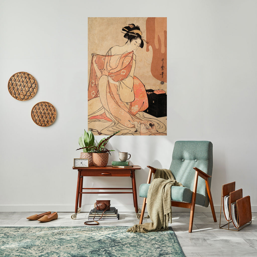 Affiche verticale autocollante FEMME, CHAT ET EXTRA BRUN