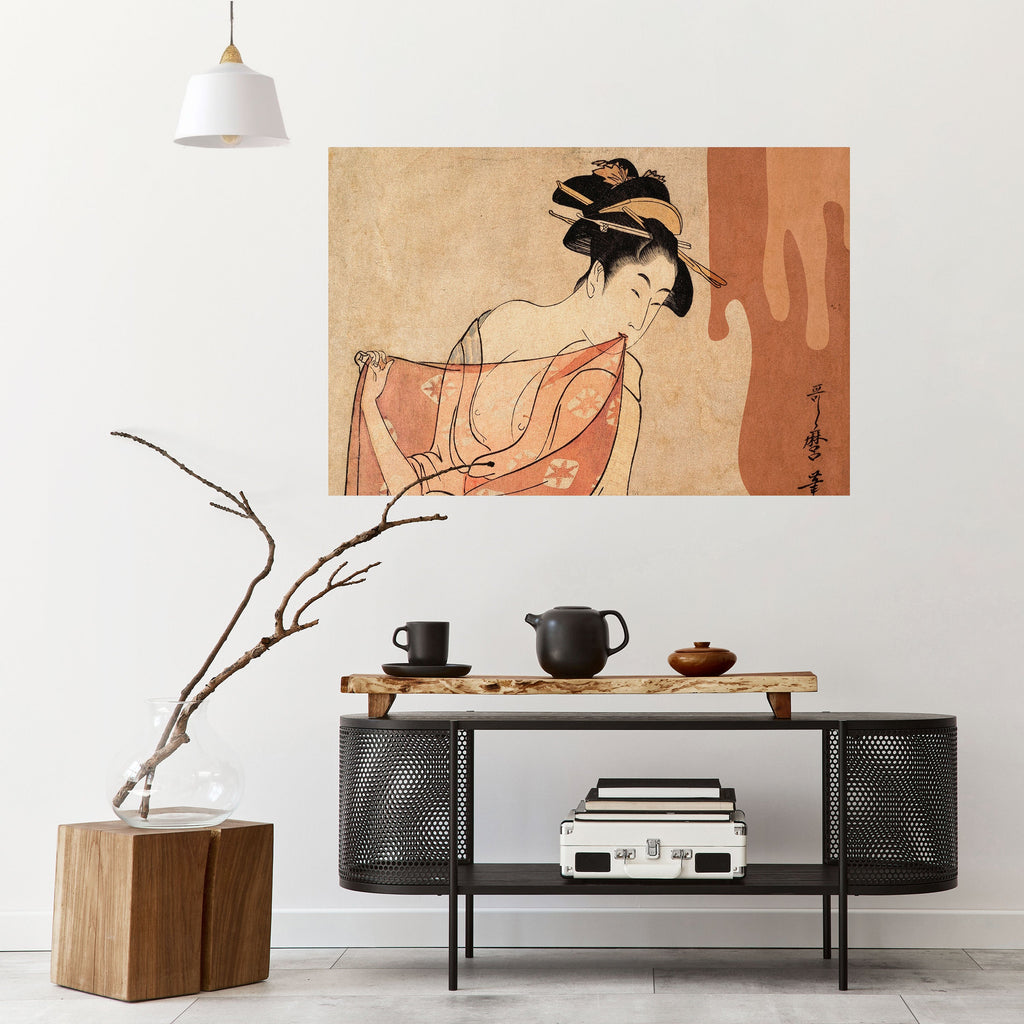 Affiche horizontale autocollante FEMME, CHAT ET EXTRA BRUN