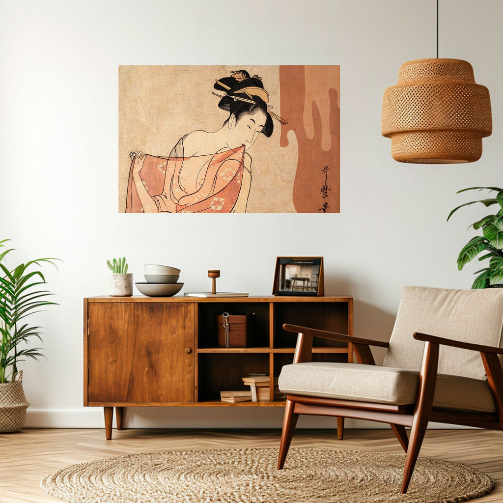 Affiche horizontale autocollante FEMME, CHAT ET EXTRA BRUN