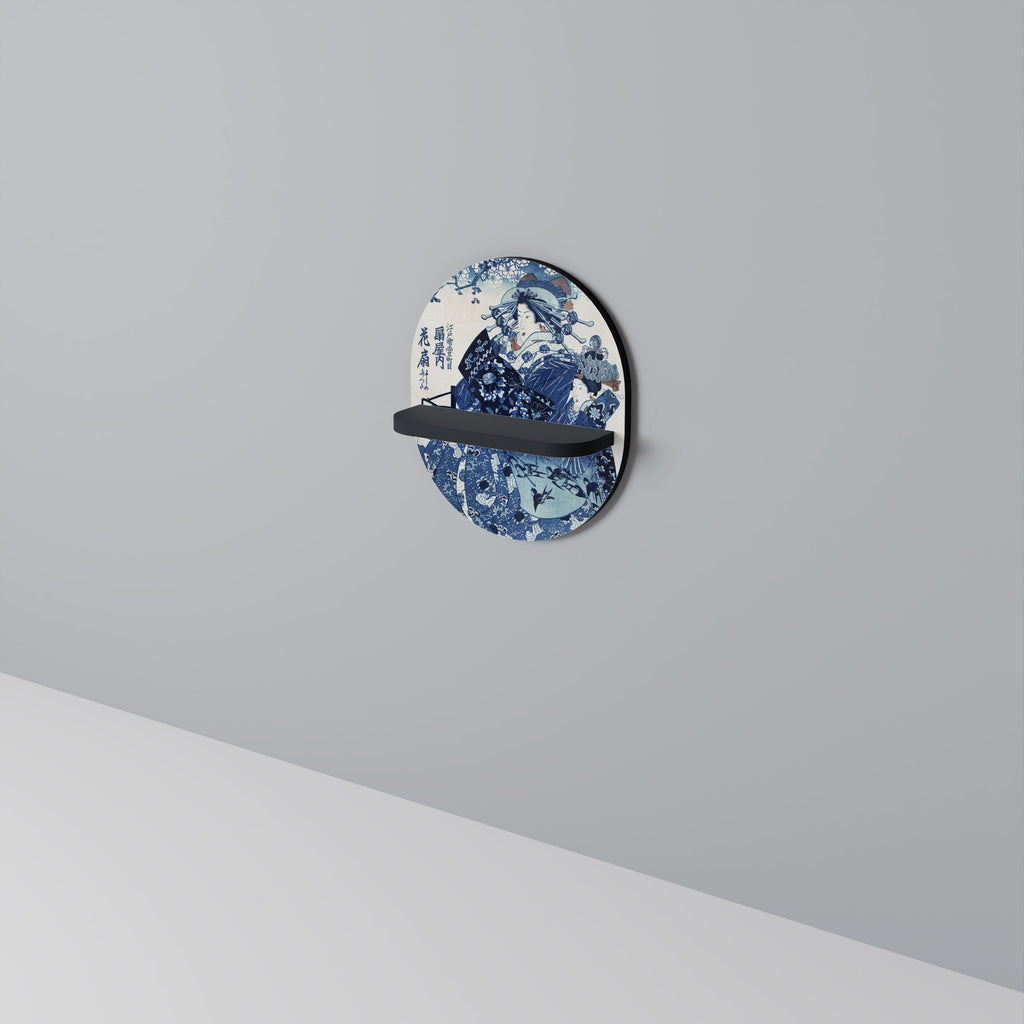 Étagère ovale en forme de femme japonaise, finition noire