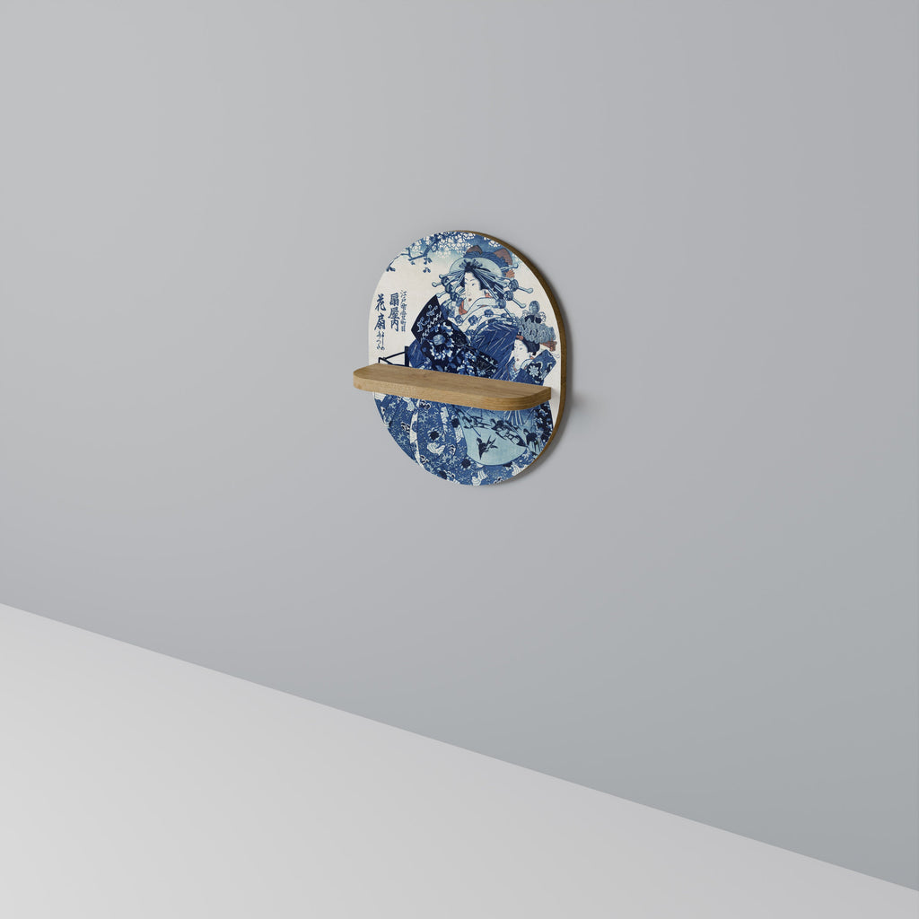 Étagère ovale effet chêne pour femme japonaise