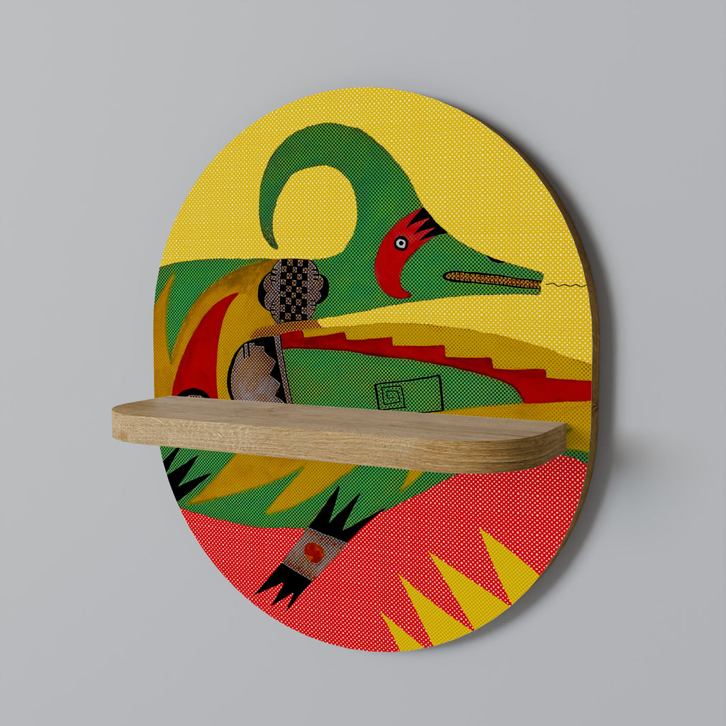 Étagère artistique ovale EXPRESSIVE AVANYU effet chêne