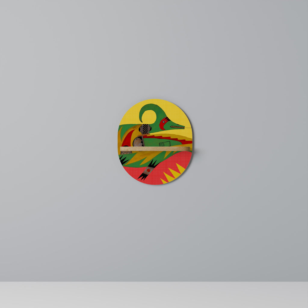 Étagère artistique ovale EXPRESSIVE AVANYU effet chêne